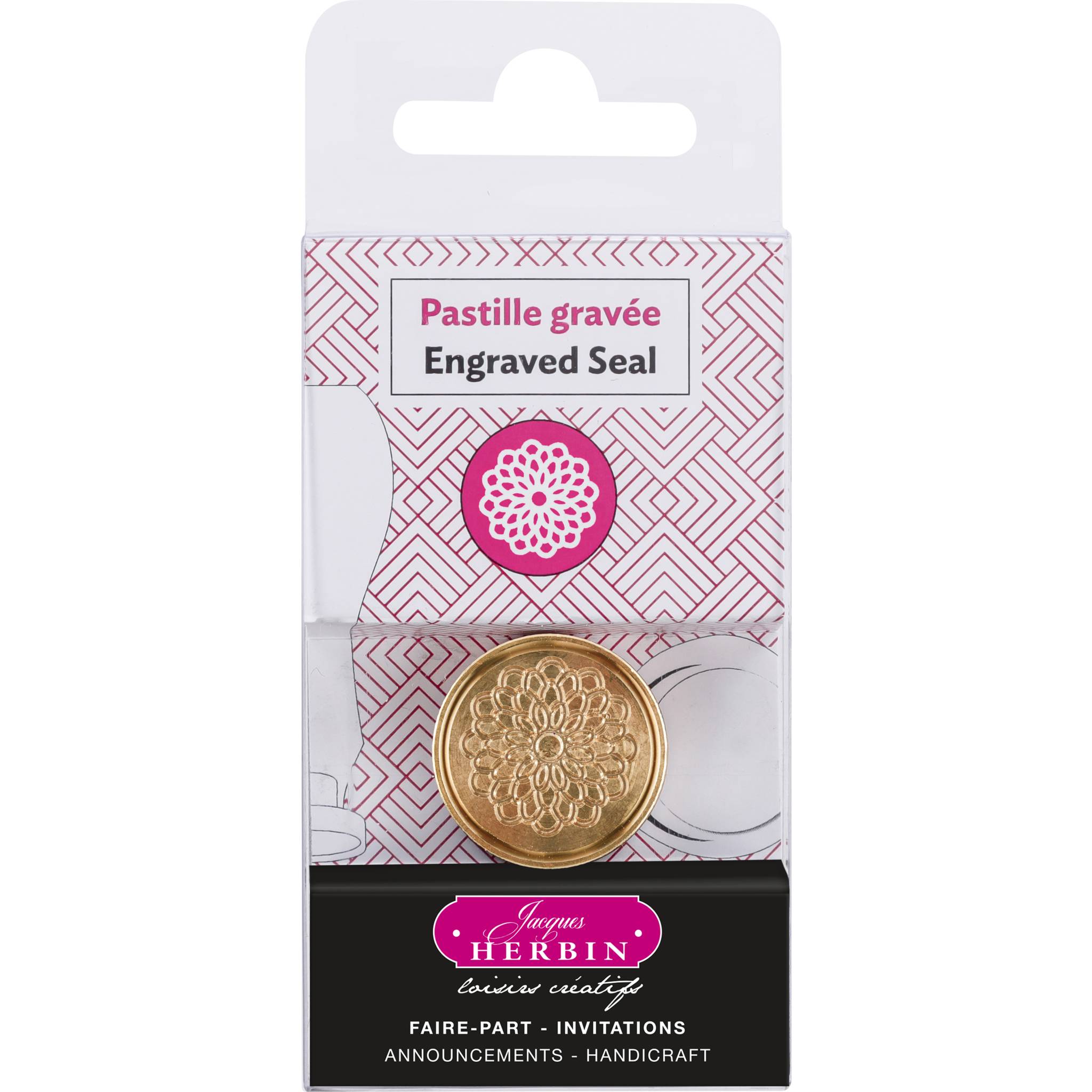 Jacques Herbin 3x Siegelplatte aus Messing, ø24mm - Dahlie 40416T