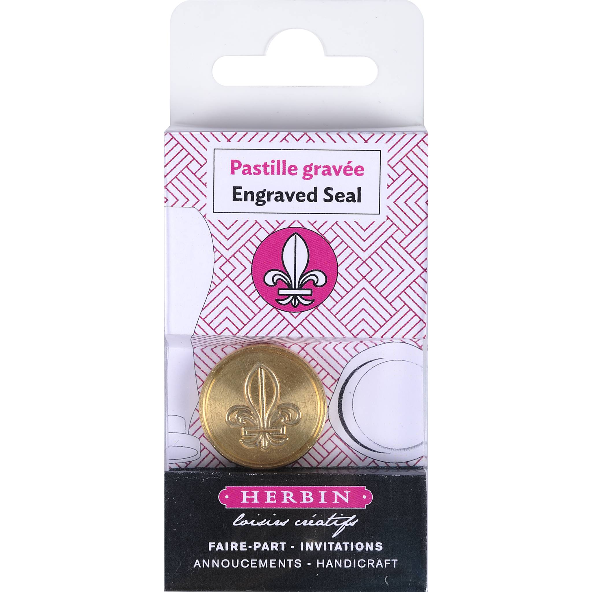 Jacques Herbin 3x Siegelplatte aus Messing, ø24mm - Lilie Blume 40450T