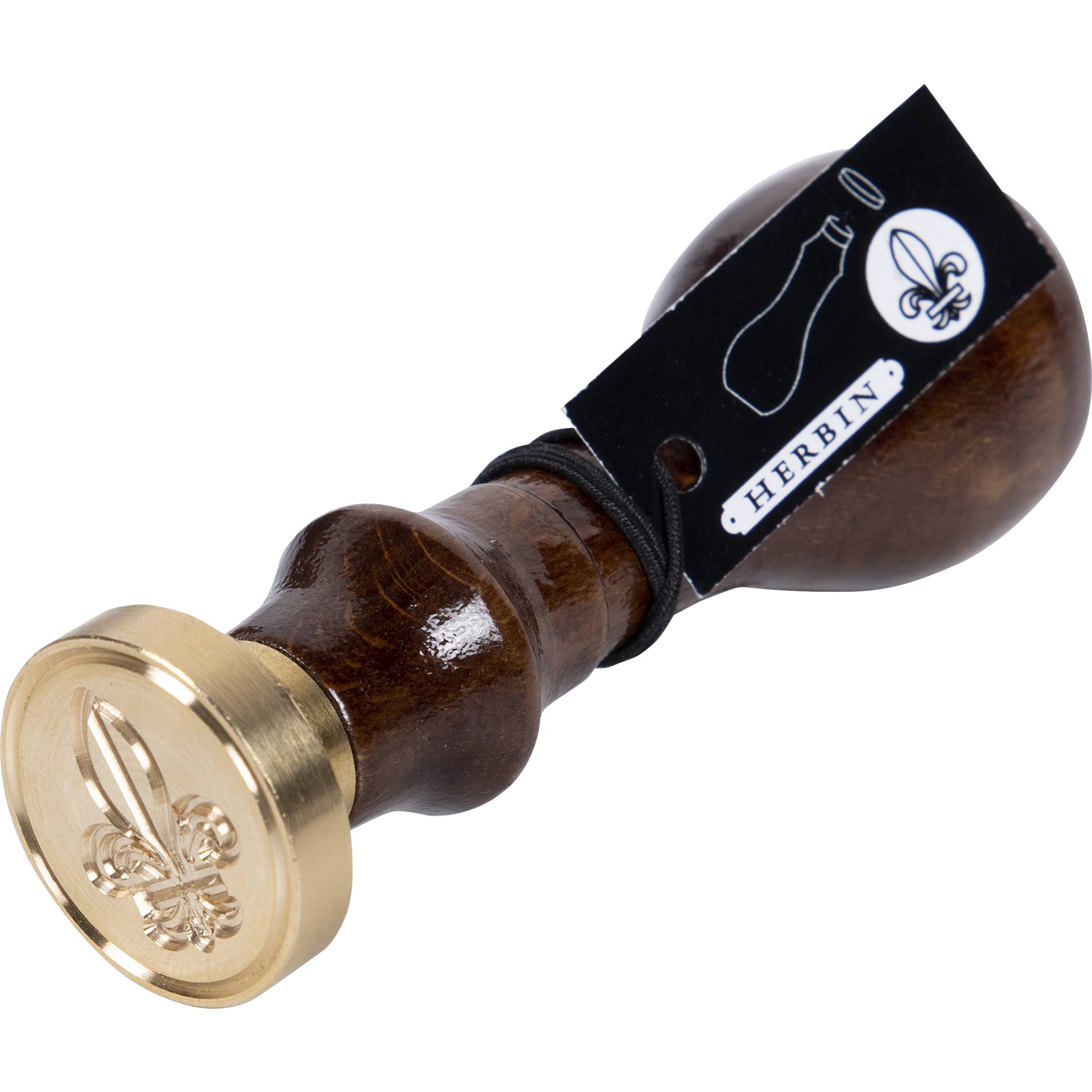 Jacques Herbin 3x Rundes Siegel mit Holzgriff, Symbol - Lilie Blume 40250T