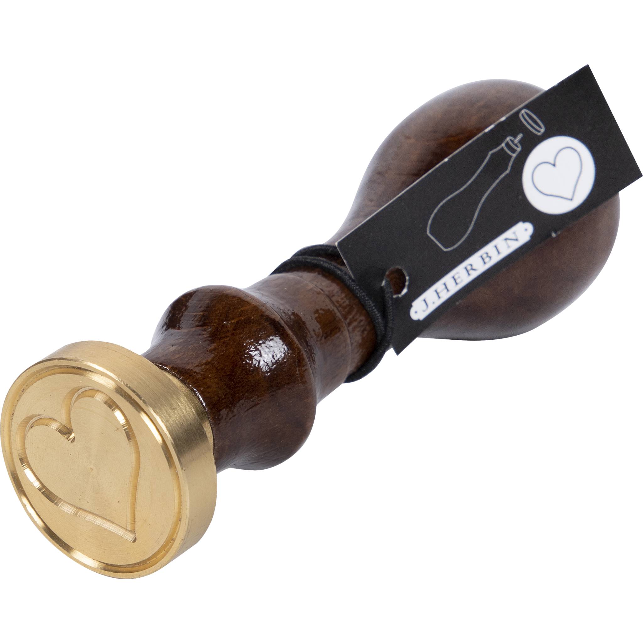 Jacques Herbin 3x Rundes Siegel mit Holzgriff, Symbol - Herz 40253T