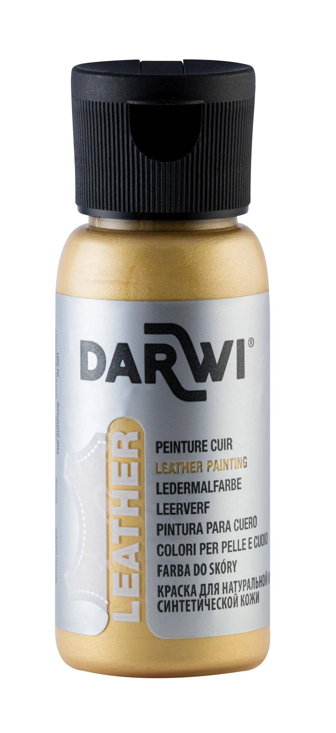 Darwi 4x DARWI Ledermalfarbe, Flasche 50ml, Gold - Gold DA0420050050C