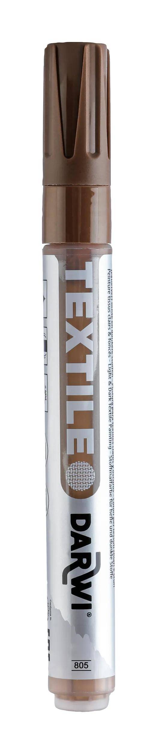 Darwi 6x Textilmarker opak, Spitze 2mm, 6ml, Dunkelbraun DA0160013805C