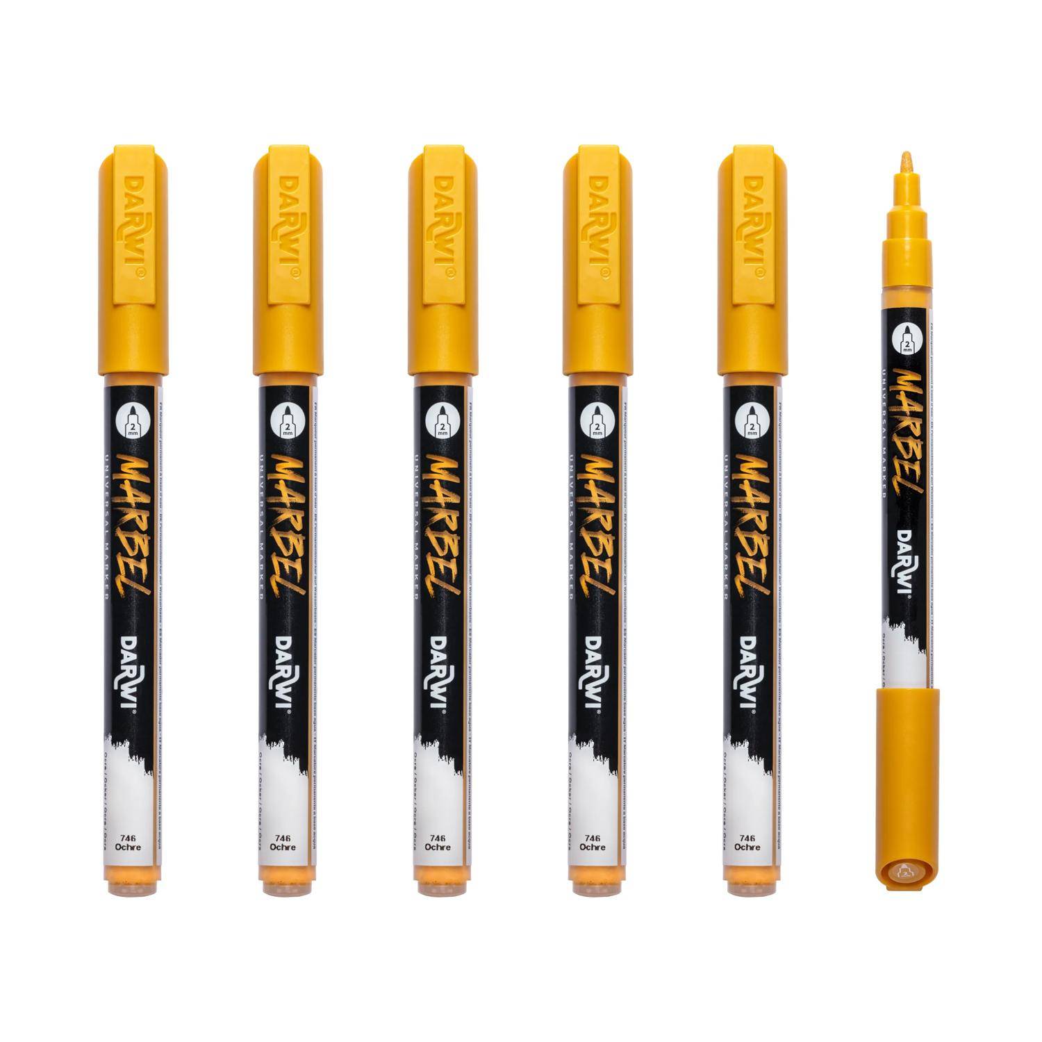 Darwi 6x Marker Acrylfarbe, konische feine Spitze 2mm Ocker DA0223002746C