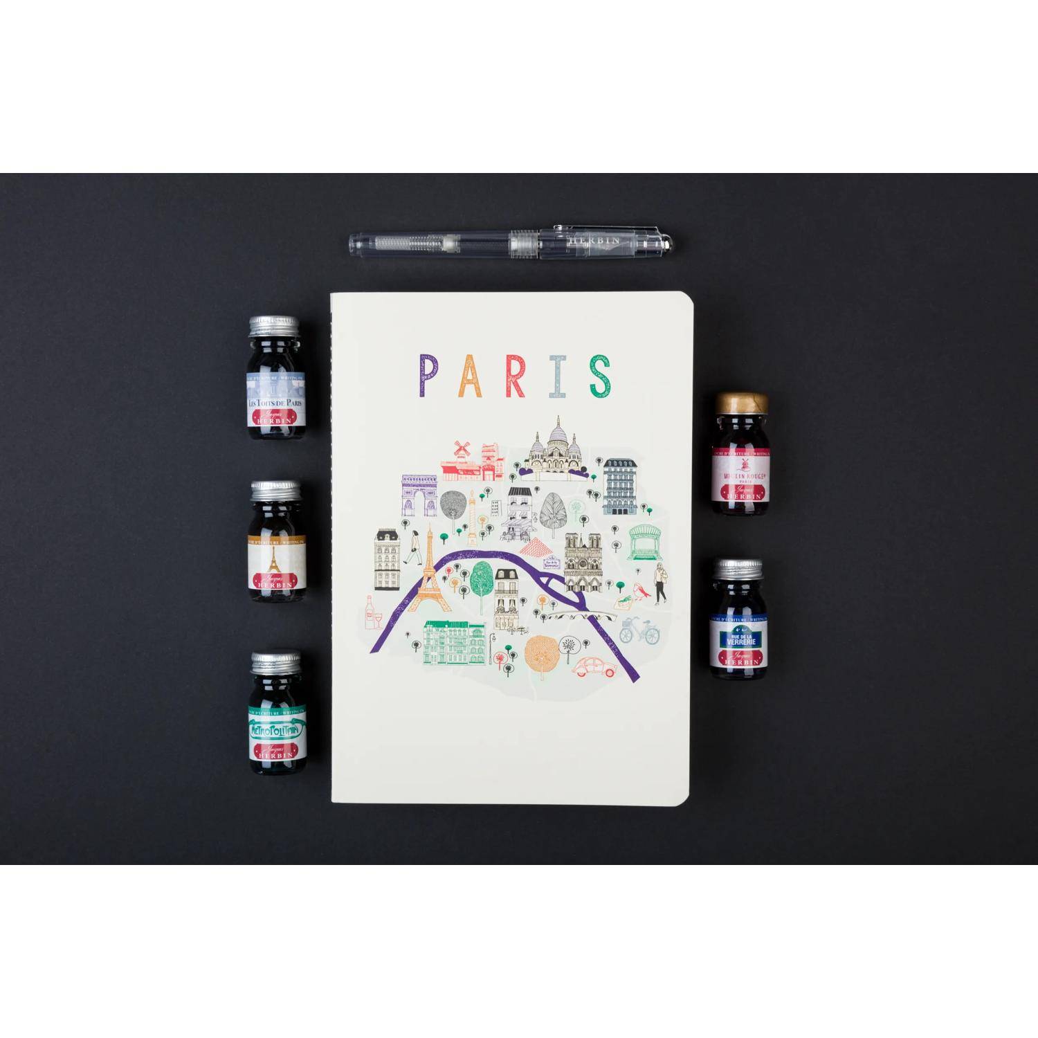 Jacques Herbin 5x A5-Notizbuch # Paris-Poster - Mehrfarbig 94029T