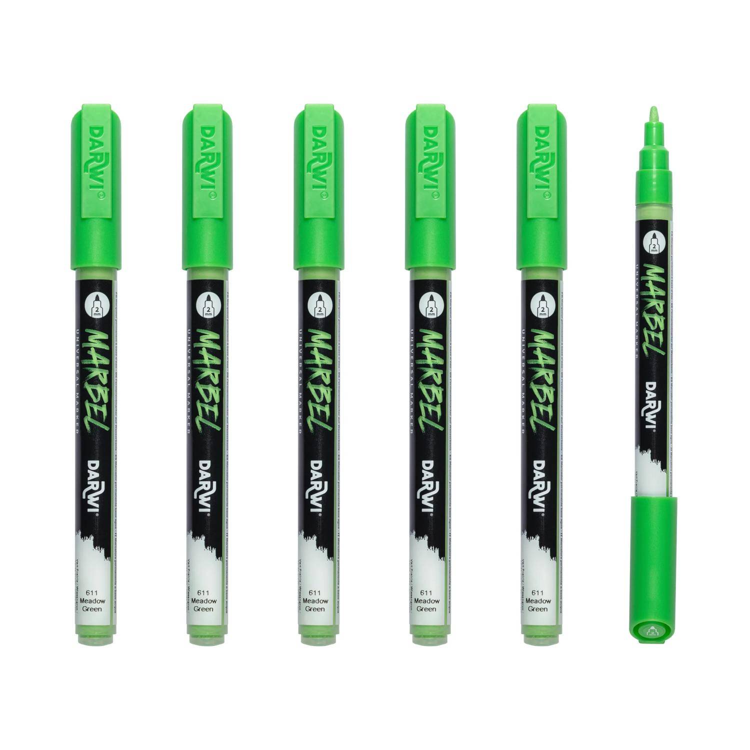 Darwi 6x Marker Acrylfarbe, konische feine Spitze 2mm Wiesengrün| DA0223002611C