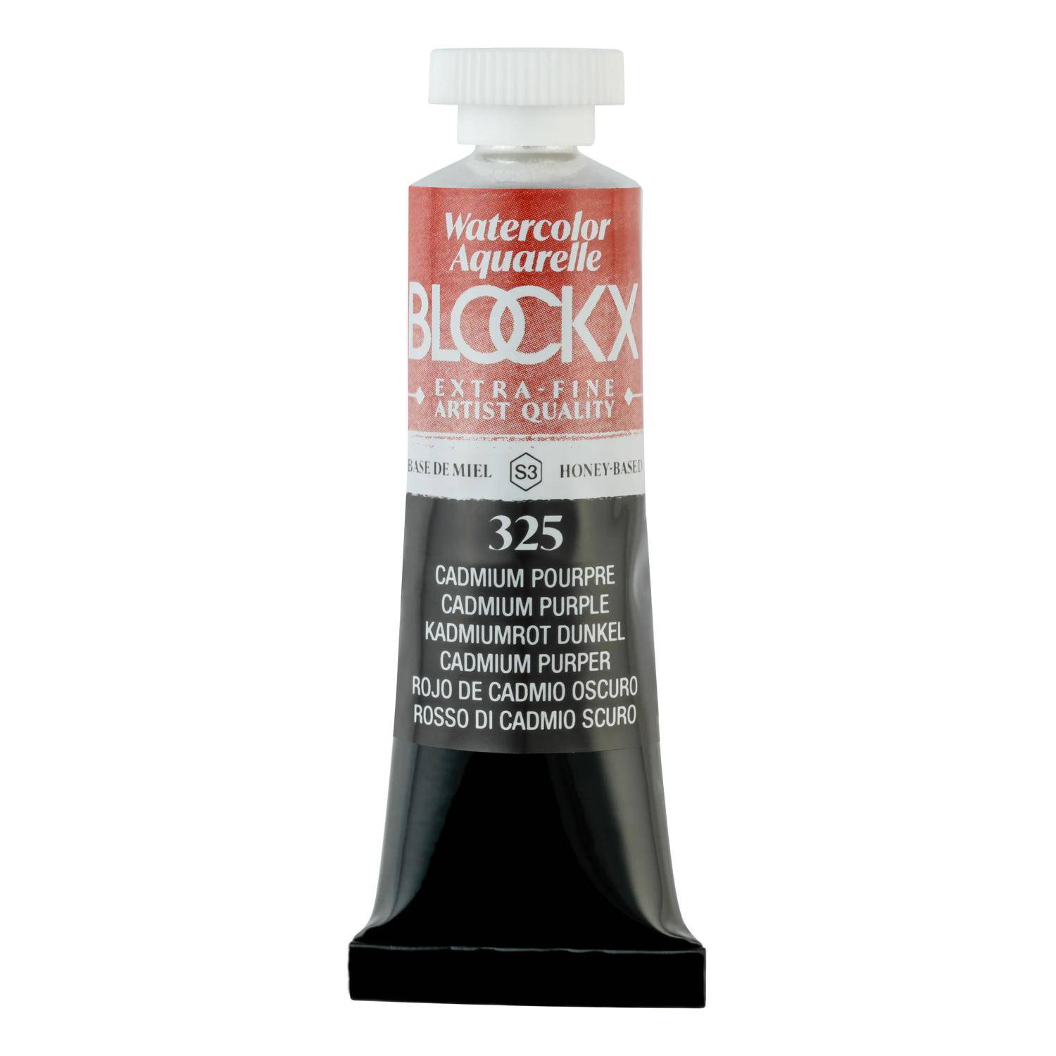 Blockx 3x Aquarellfarbe, Dunkles Kadmiumrot Tube 15ml Cadmium Pourpre 44325BXC