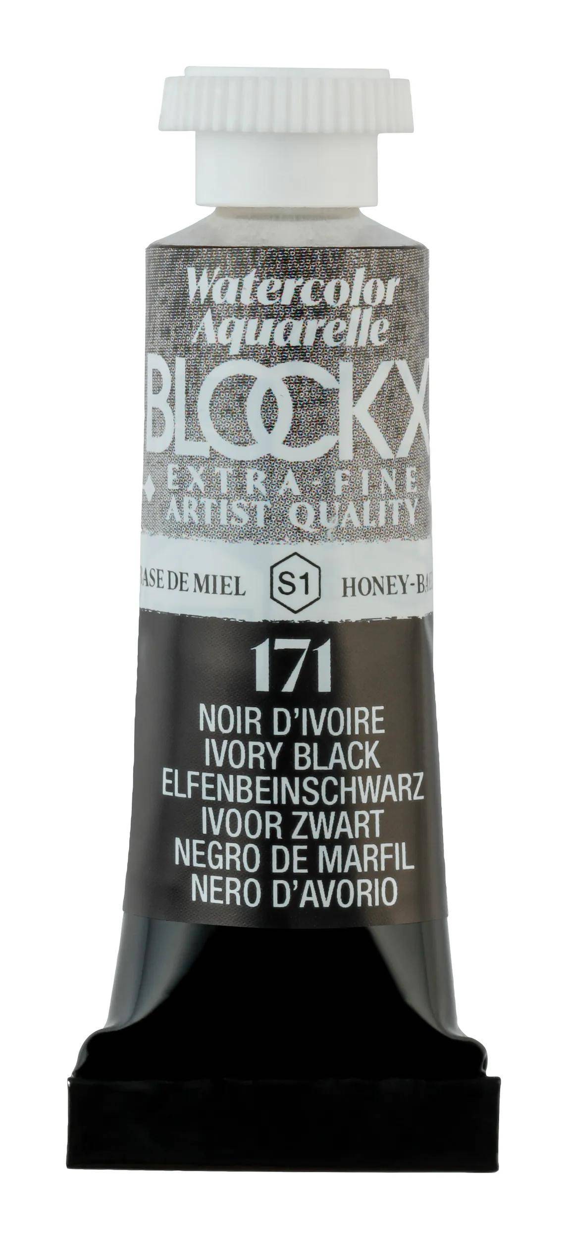 Blockx 3x Aquarellfarbe, Elfenbeinschwarz - Tube 5ml - Elfenbeinschwarz 43171BXC