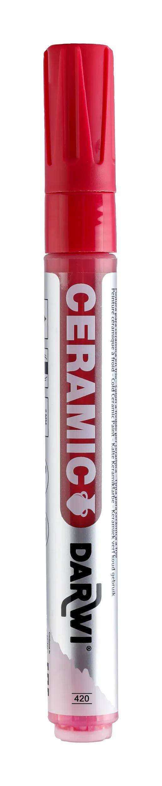 Darwi 6x Keramikfarbe, Marker 2mm Spitze, 6ml, Karminrot Karmin DA0340013420C