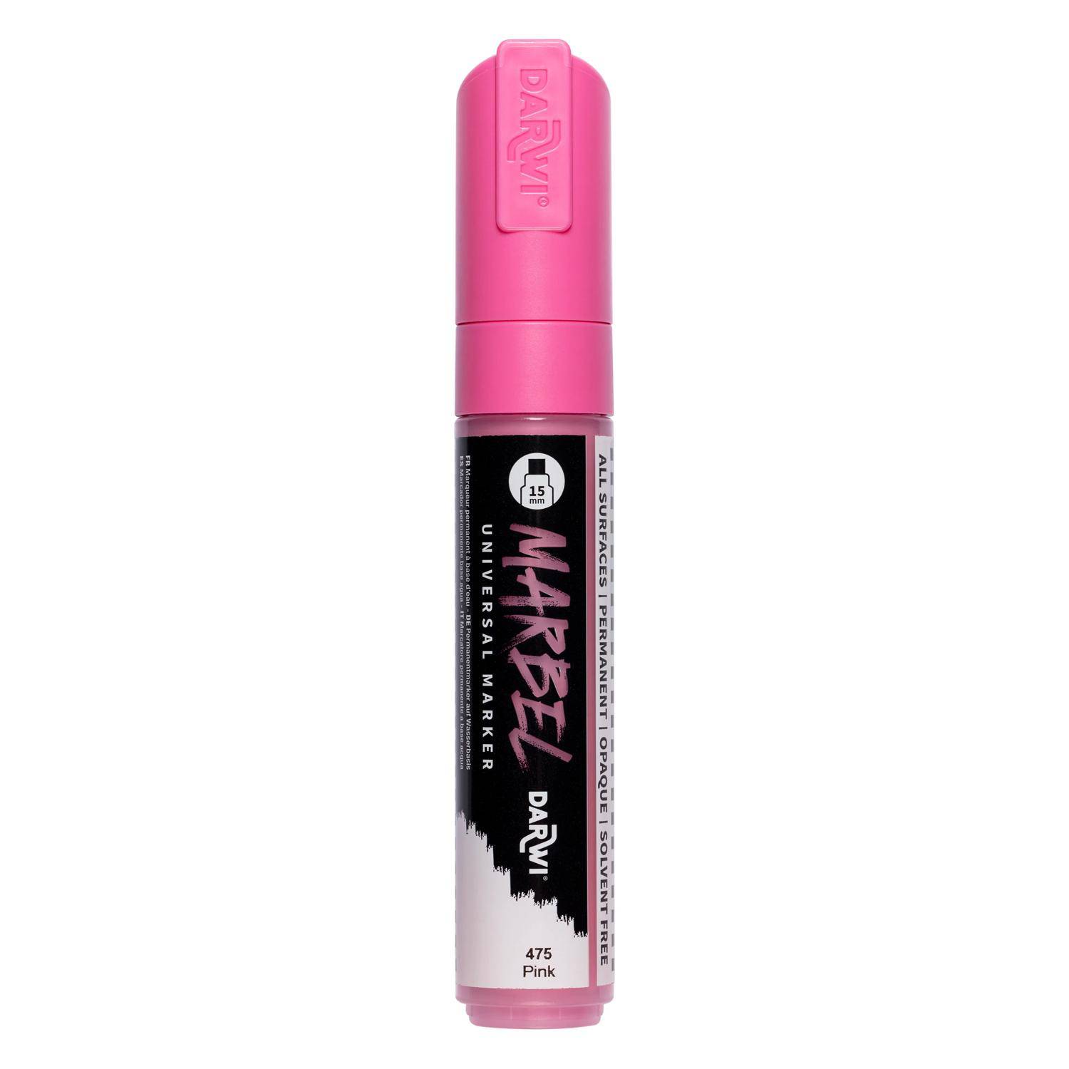 Darwi 3x Marker Acrylfarbe, rechteckige breite Spitze 15mm Rosa DA0222015475C