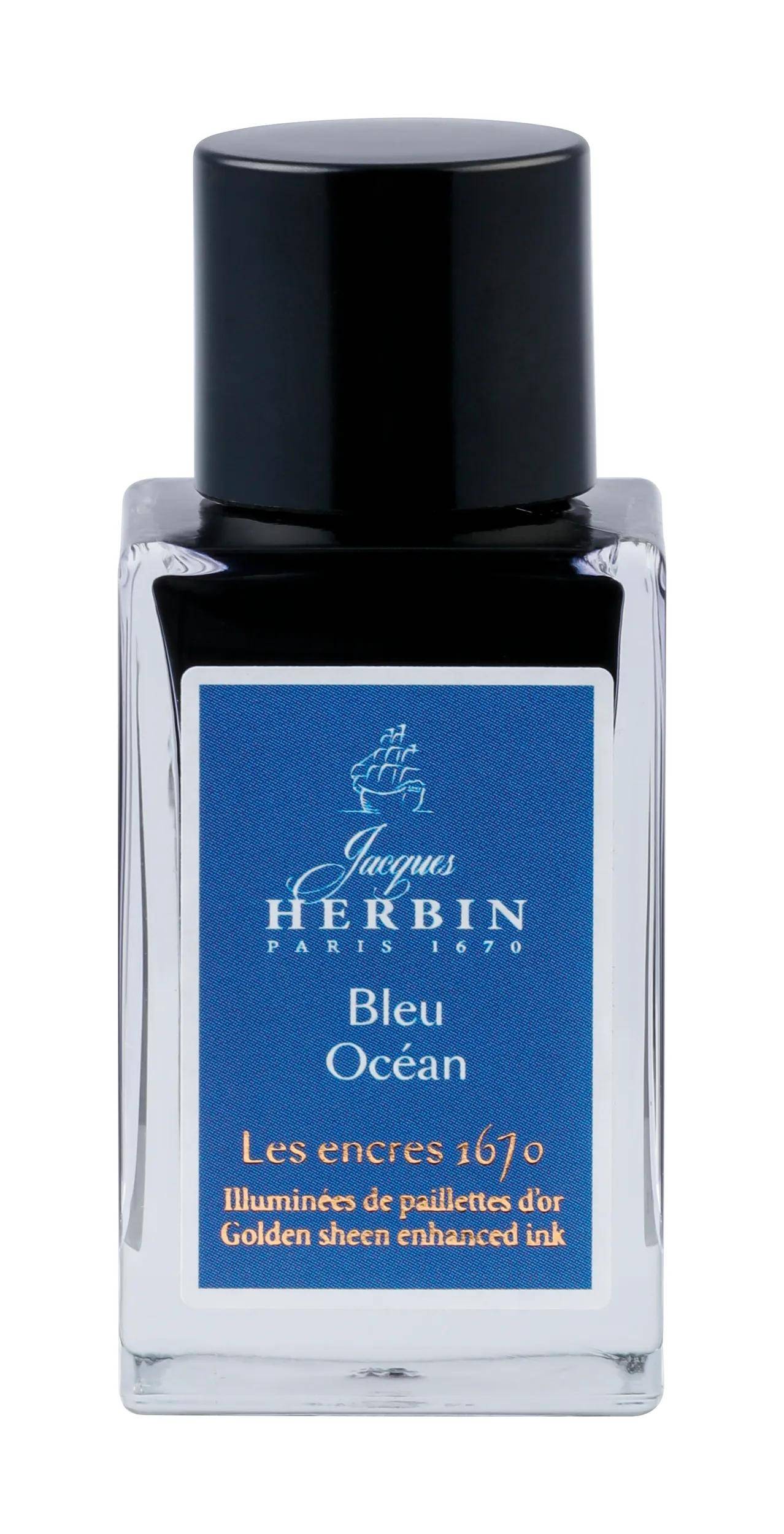 Jacques Herbin 3x 1670 Tinte bleu ocean 15ml - Bleu Océan 16018JT