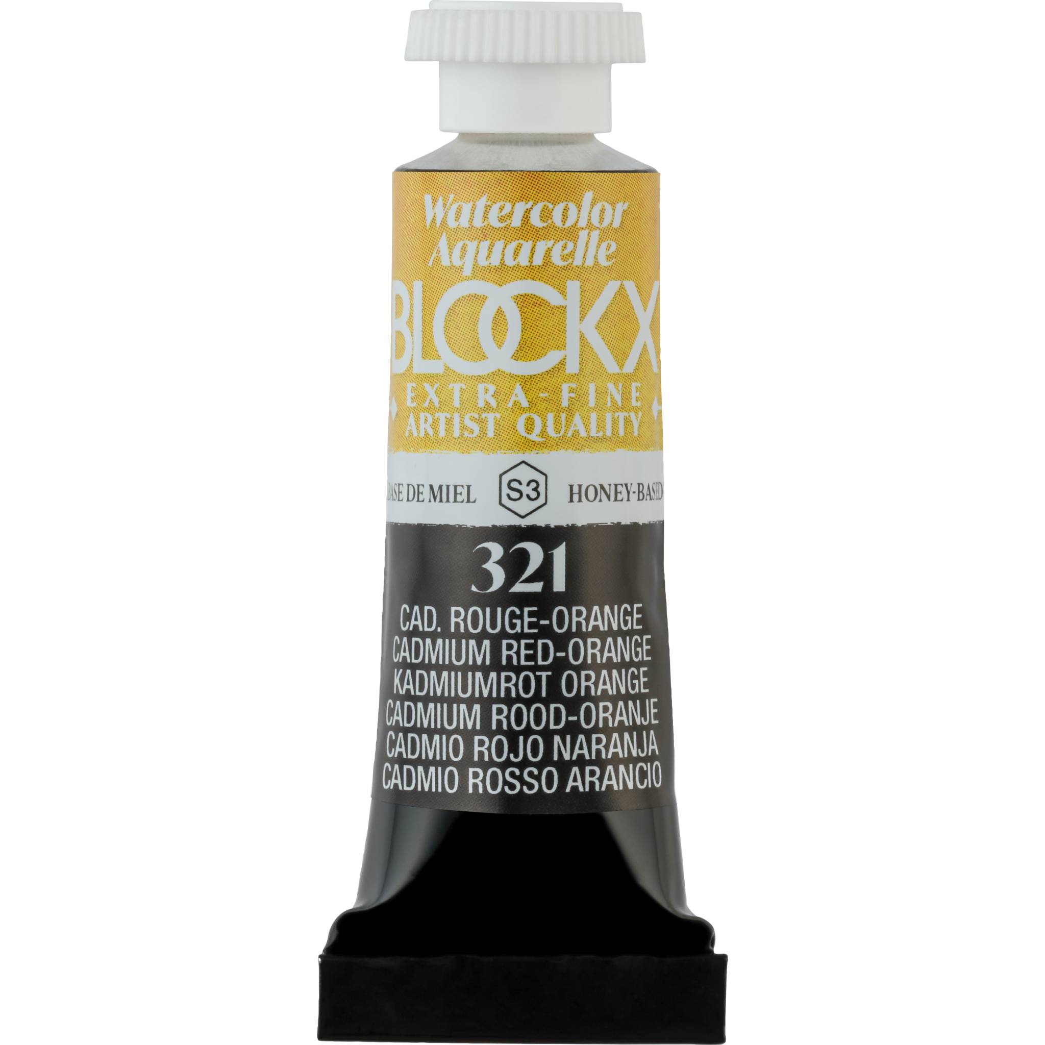 Blockx 3x Aquarellfarbe, Kadmium rot-orange Tube 5ml Cadmium Rot-Orange 43321BXC