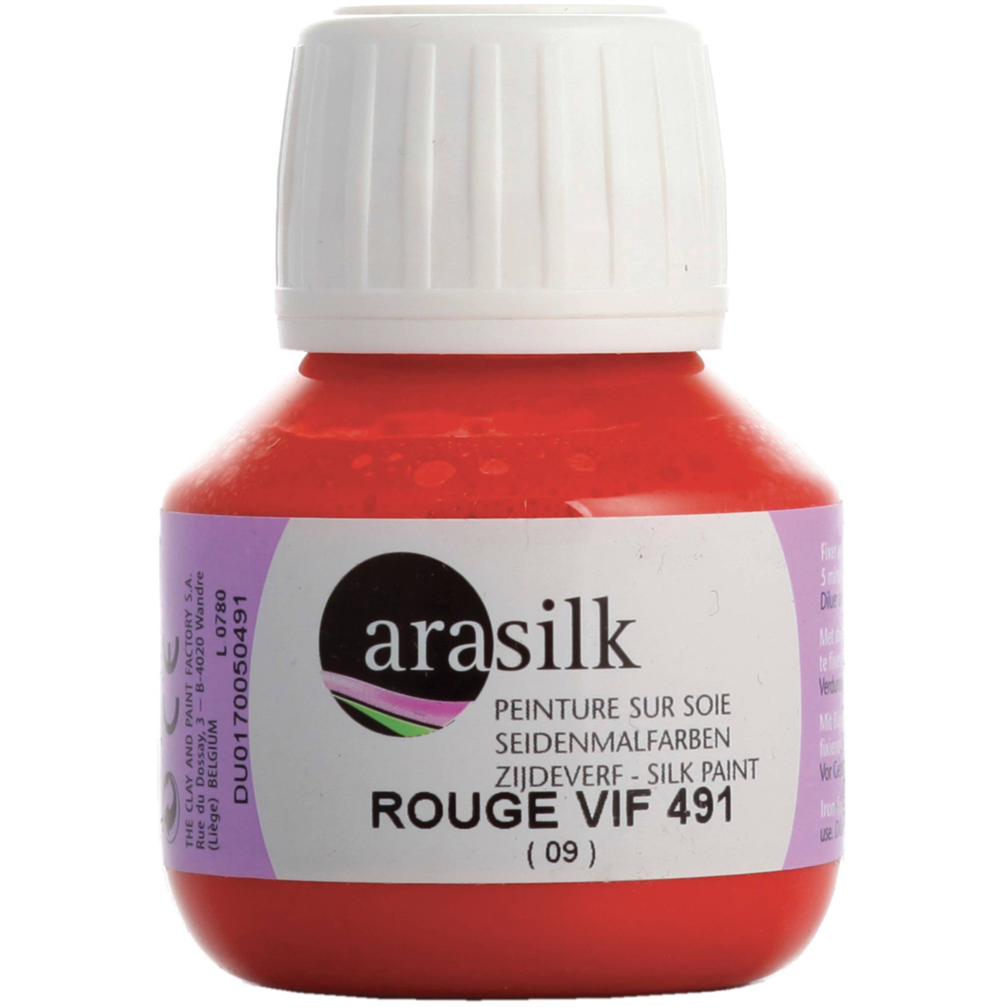 H Dupont 3x Arasilk 50ml, Seidenmalfarbe, Feuerrot - Intensivrosa DU0170050491C