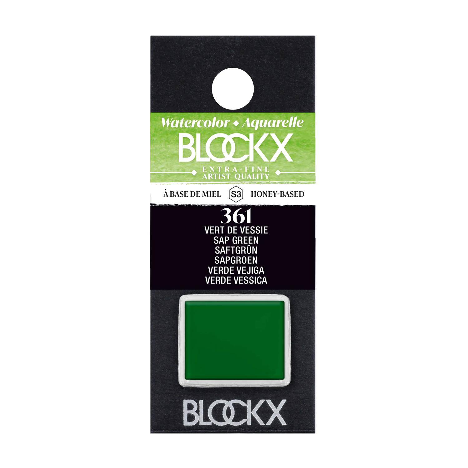 Blockx 3x Aquarellfarbe, Saftgrün - 1/2 Näpfchen 1,5ml - Saftgrün 41361BXC