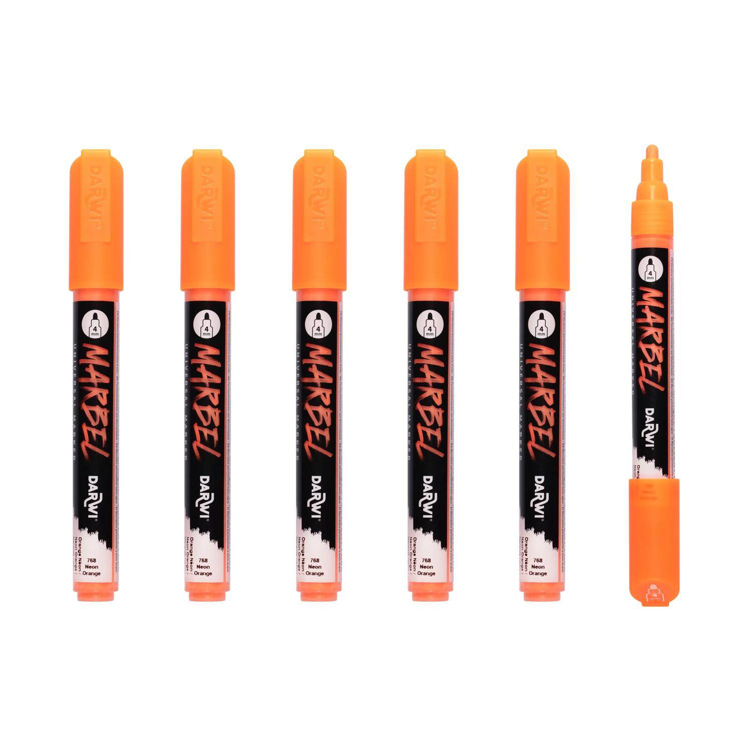 Darwi 6x MARBEL Universalmarker Acrylfarbe, Rundspitze medium 4mm DA0246004768C