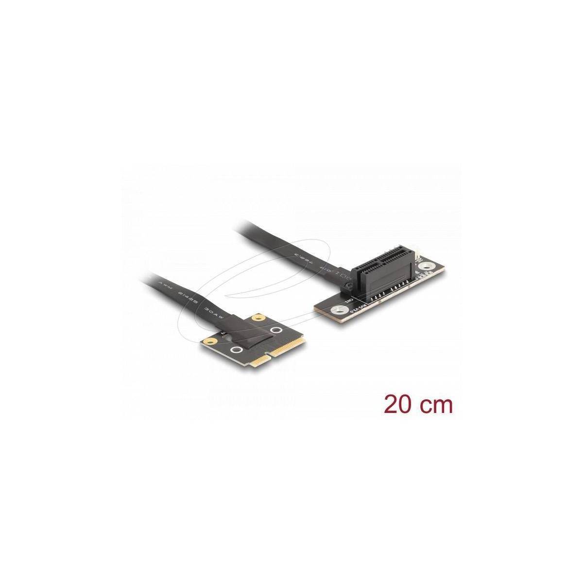 Delock Adapter Mini PCIe Stecker zu PCIe 3.0 x1 Buchse 90 gewinkelt mit Kabel 20