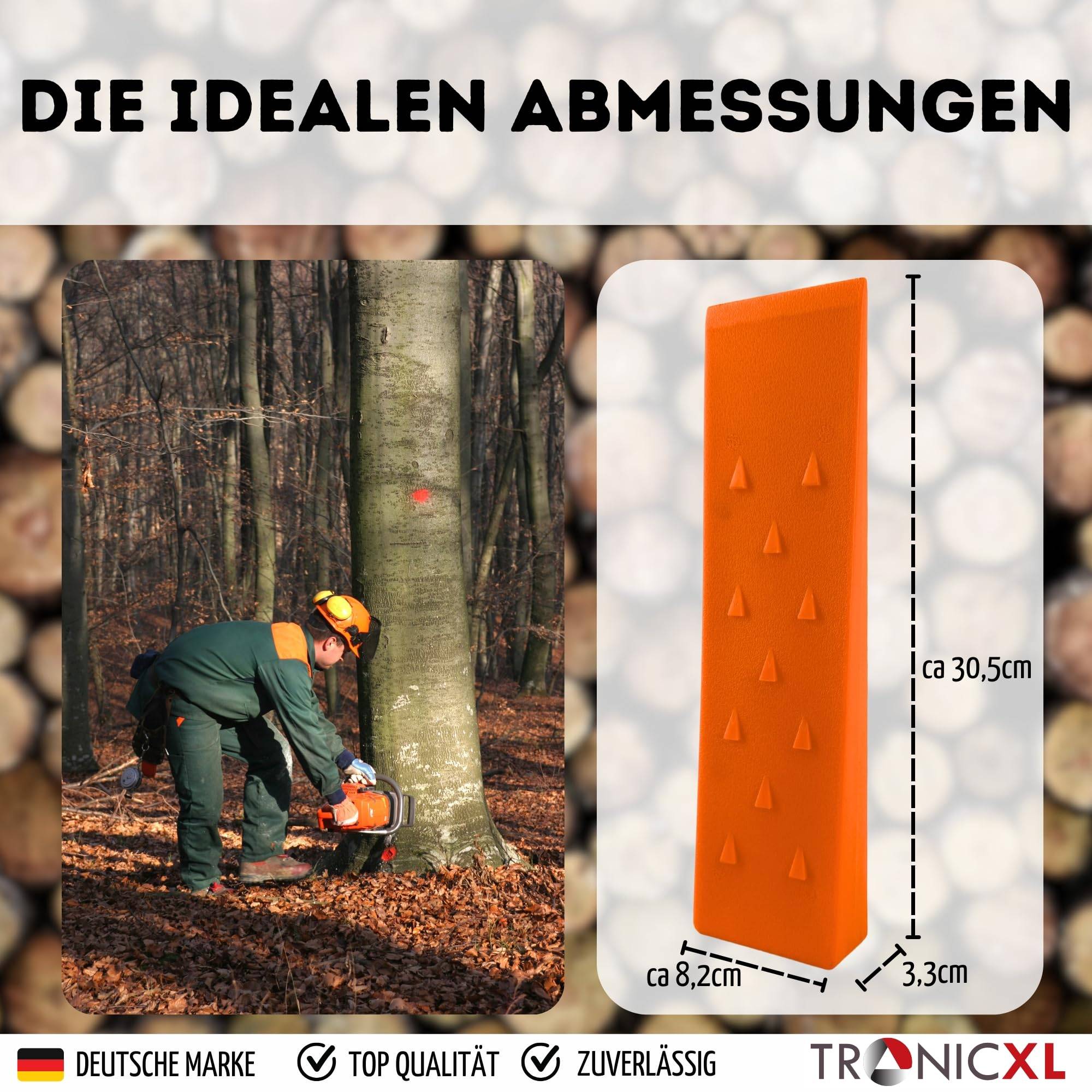 Profi Fällkeil Spaltkeil 12" 30,5cm für Holz Stamm Forst Holzspalter Baum fällen Nachsetzkeil Scheitkeil Treibkeil Brennholz ABS Kunststoff