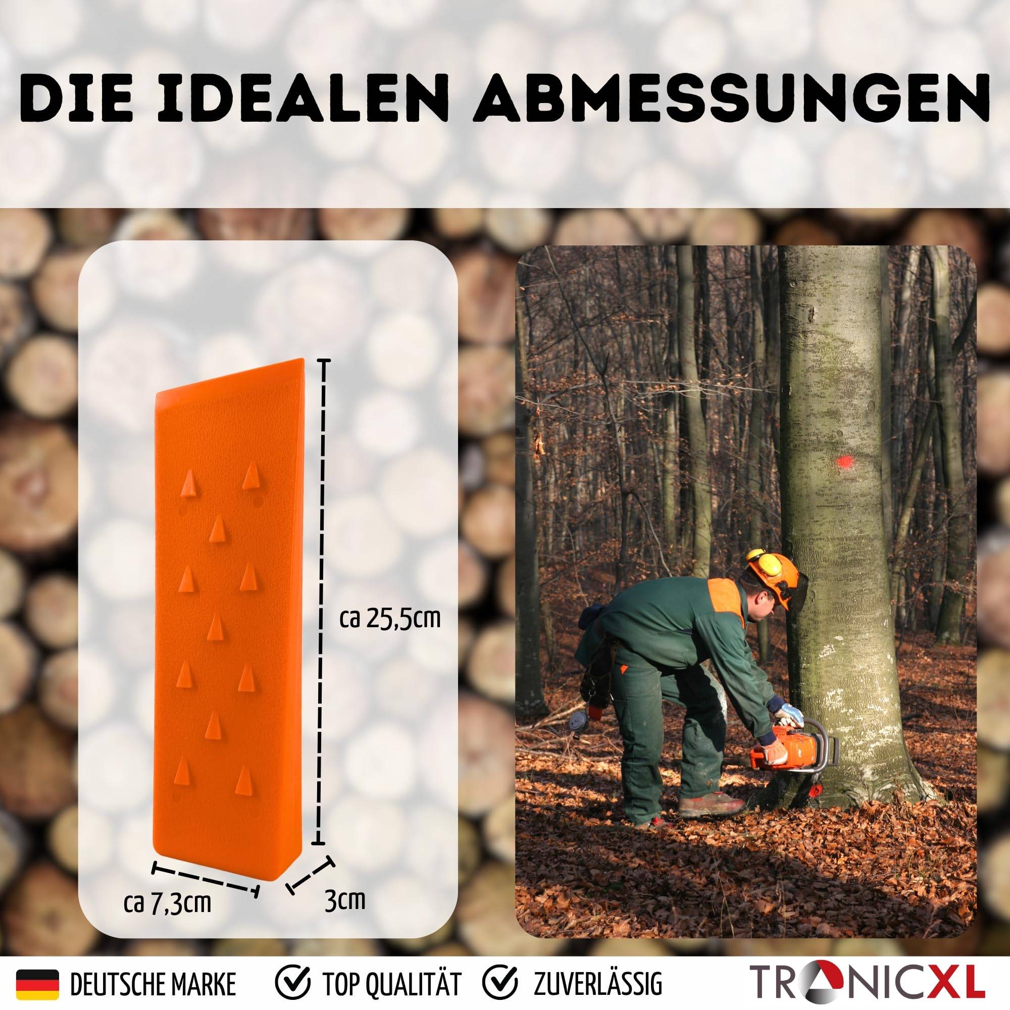 Profi Fällkeil Spaltkeil 10" 25,5cm für Holz Stamm Forst Holzspalter Baum fällen Nachsetzkeil Scheitkeil Treibkeil Brennholz ABS Kunststoff