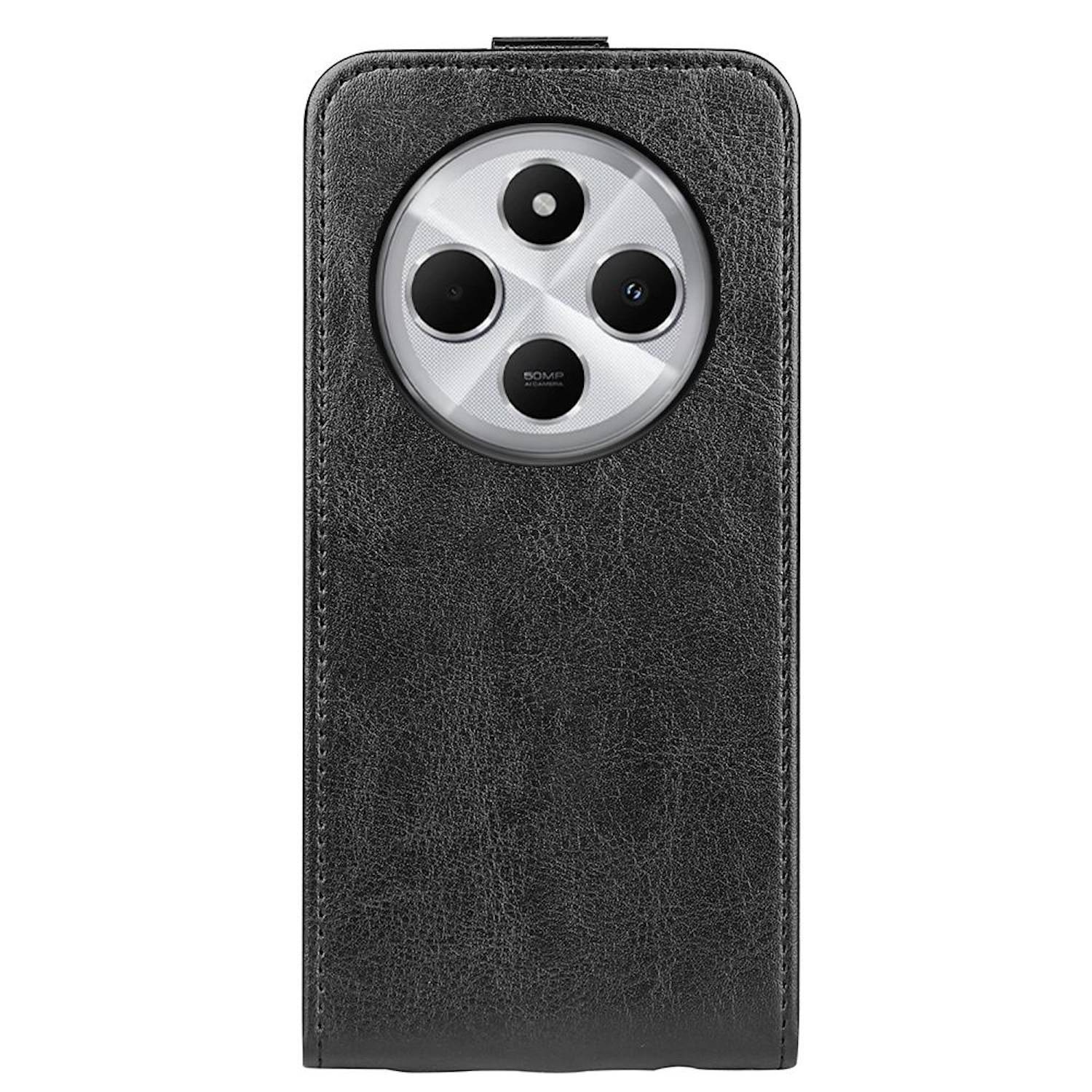Für Xiaomi Redmi 14C 4G Vertikale Flip Handy Tasche Hülle Cover Schutz Schwarz