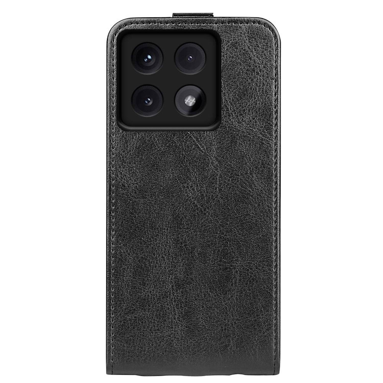 Für Xiaomi 14T Vertikale TPU Flip Handy Tasche Hülle Cover Schutz Case Schwarz