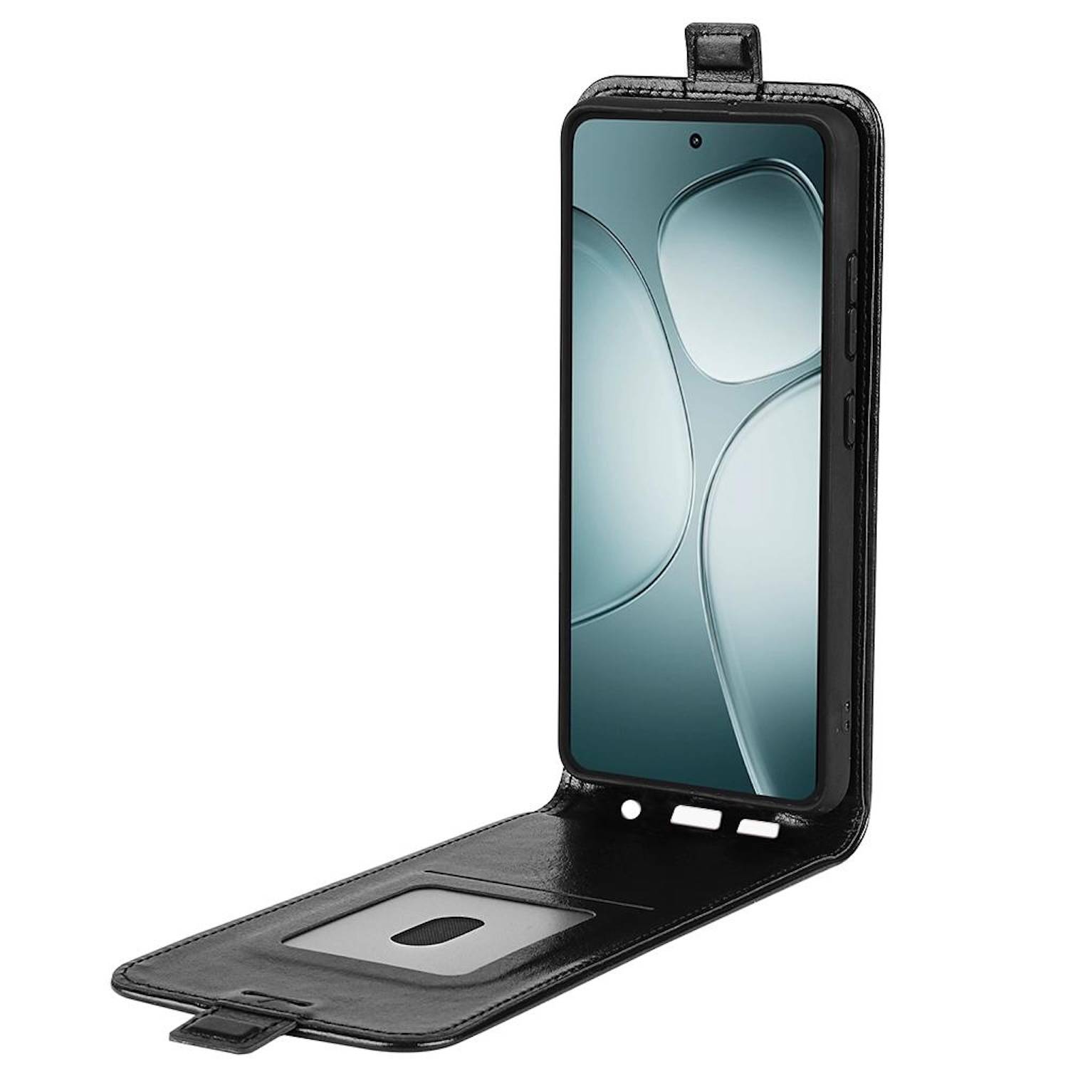 Für Xiaomi 14T Vertikale TPU Flip Handy Tasche Hülle Cover Schutz Case Schwarz