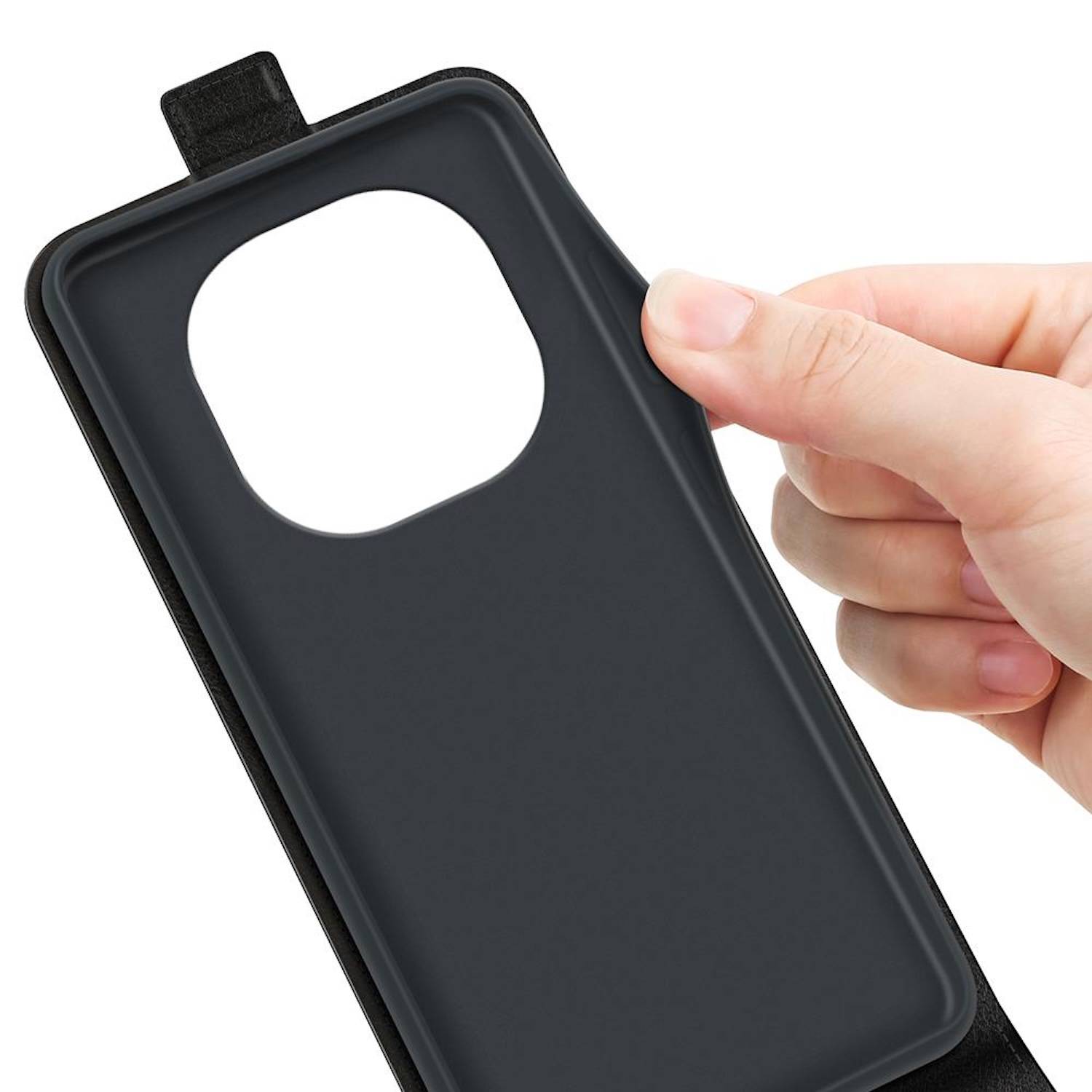 Für Xiaomi Redmi Note 14 Pro 5G Vertikale Flip Tasche Cover Schutz Hülle Schwarz