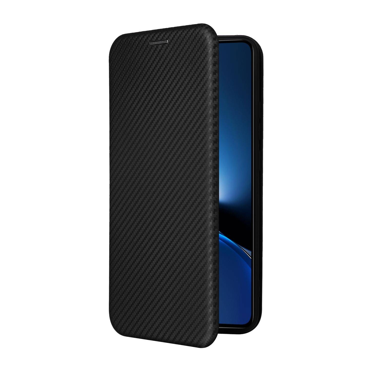Für Xiaomi Poco X7 Pro 5G / Redmi Turbo 4 Carbon Faser Flip Schutz Hülle Schwarz