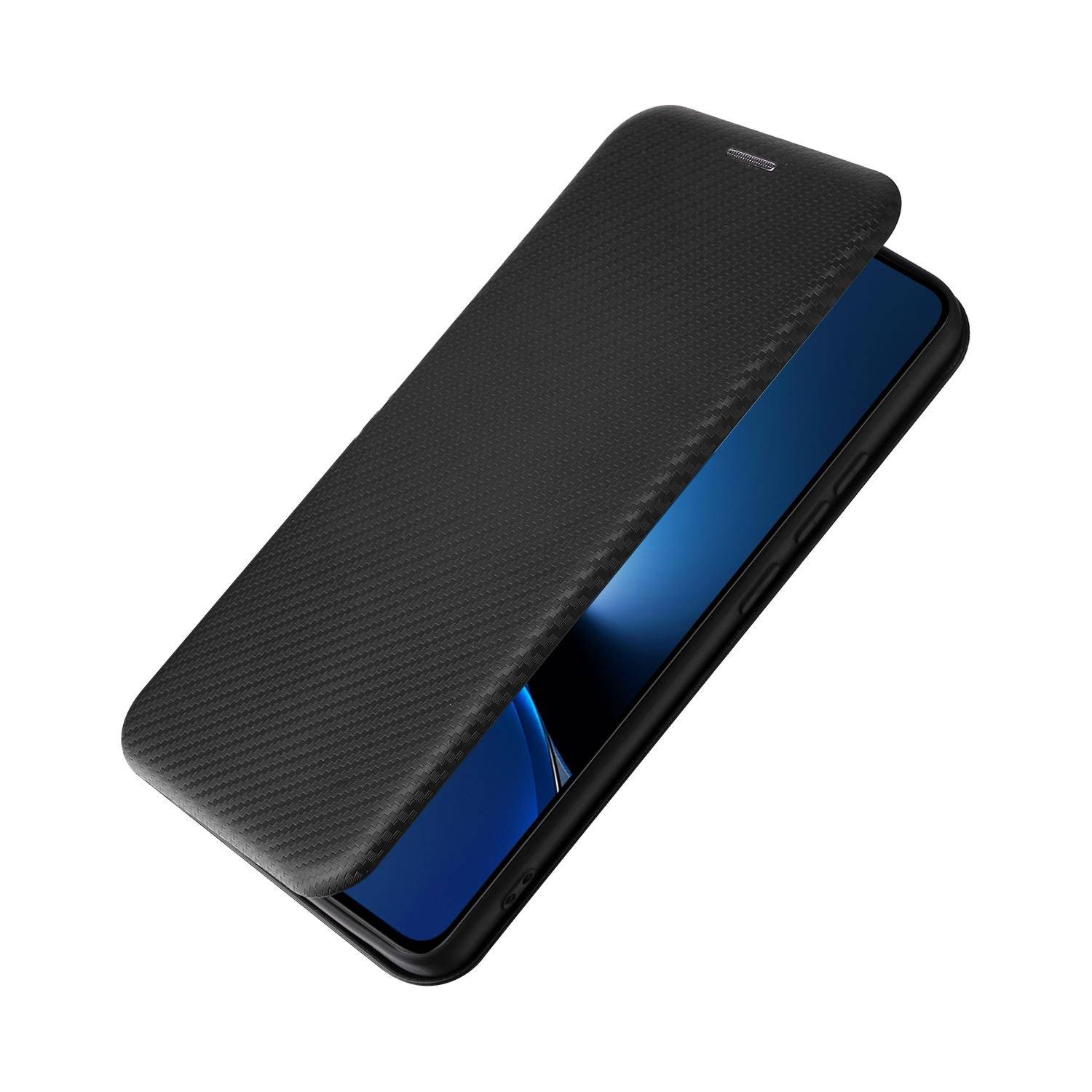 Für Xiaomi Poco X7 Pro 5G / Redmi Turbo 4 Carbon Faser Flip Schutz Hülle Schwarz