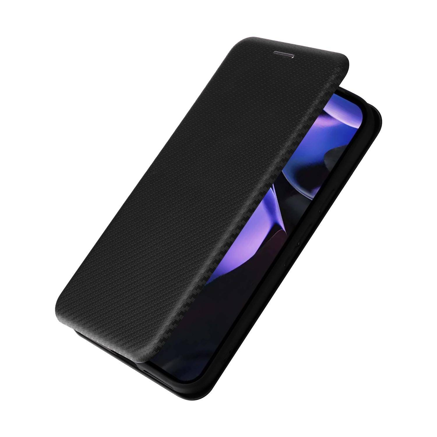 Für Google Pixel 9a Carbon Faser Textur Hybrid Flip Schutz Handy Hülle Schwarz