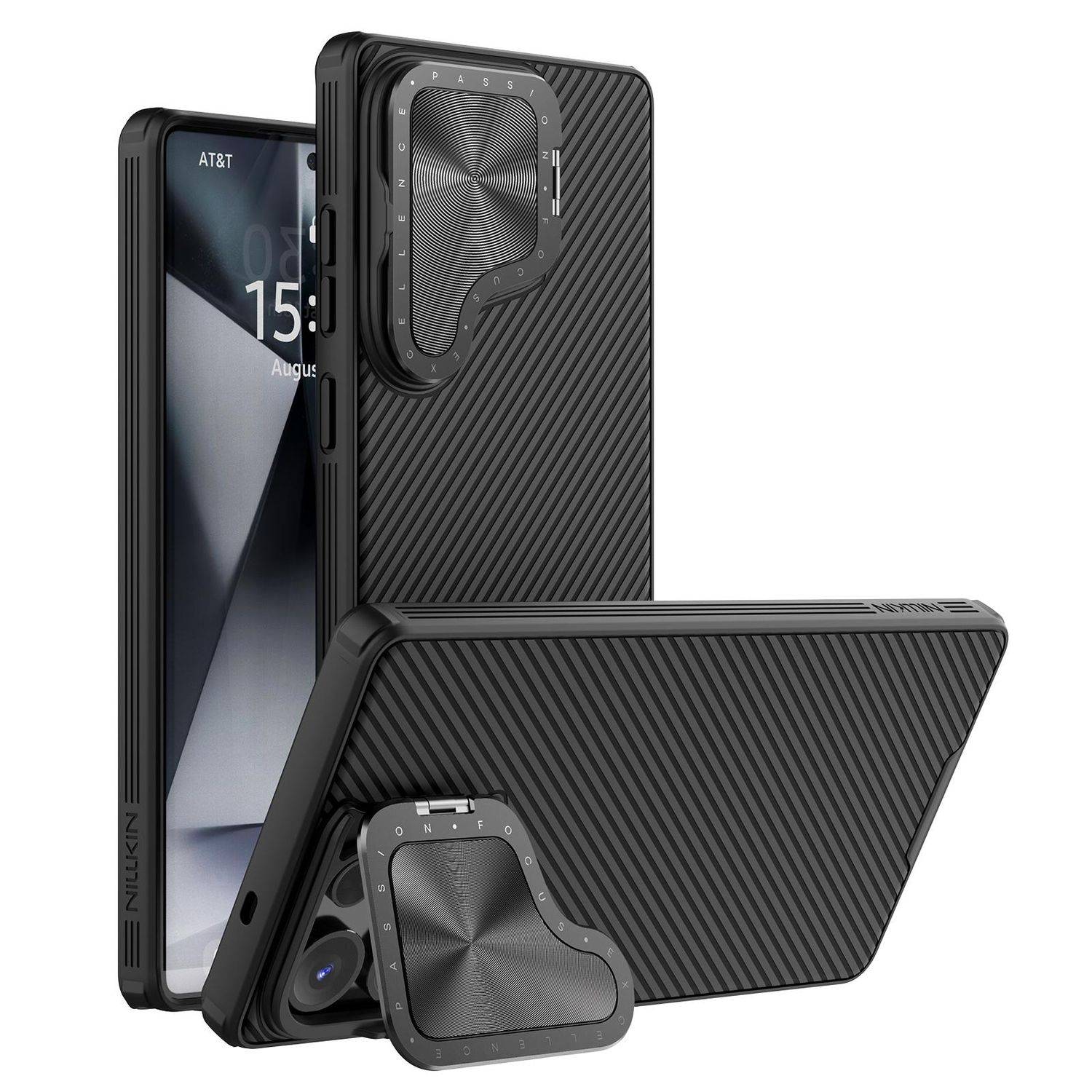 Für Samsung Galaxy S25 Ultra Design Kamera Shield MagSafe PC Hülle Cover Schwarz