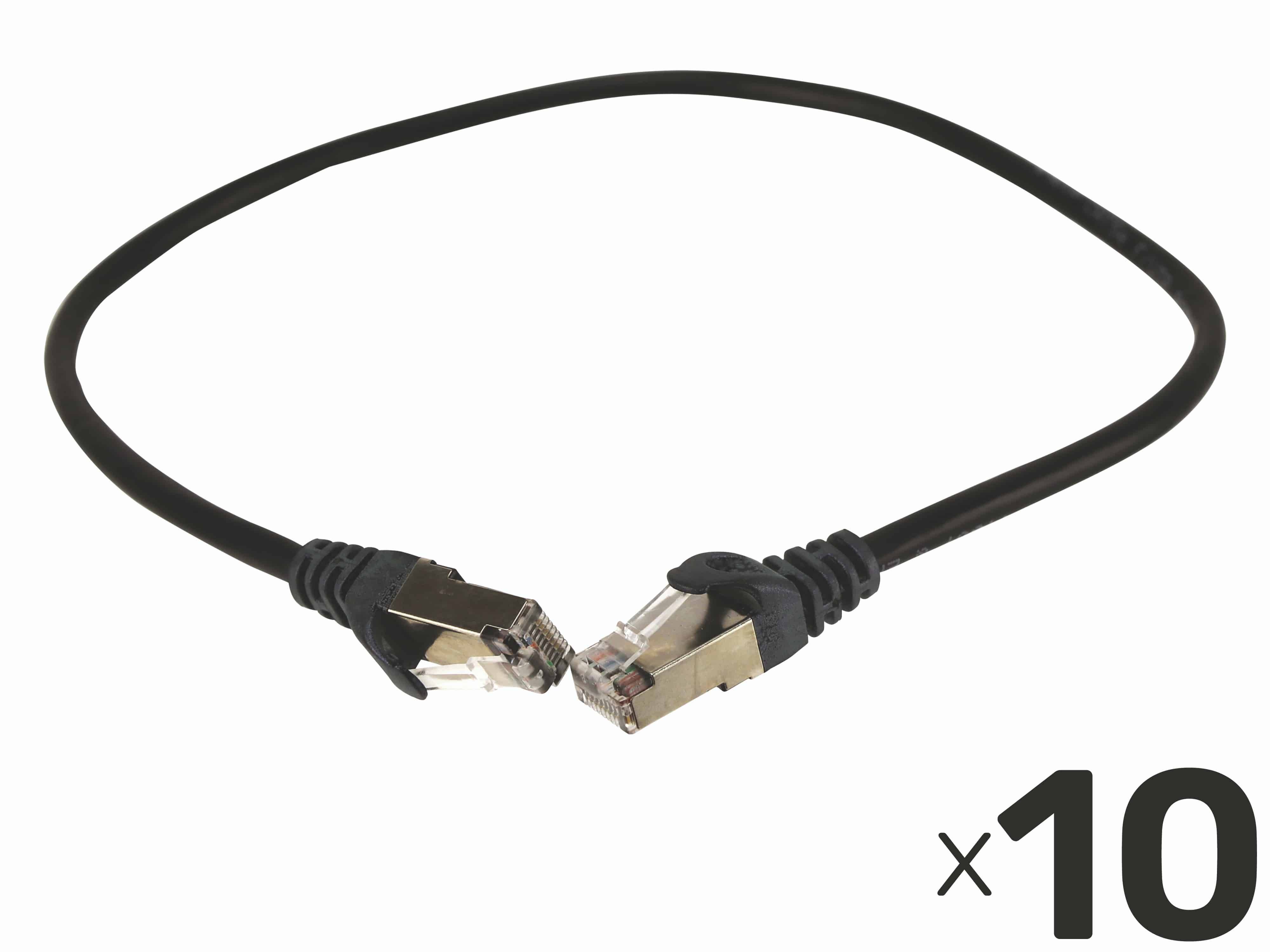 EQUIP CAT.5e Patchkabel, 0,5m, schwarz, 8P8C, F/UTP, crossover, 10er Pack