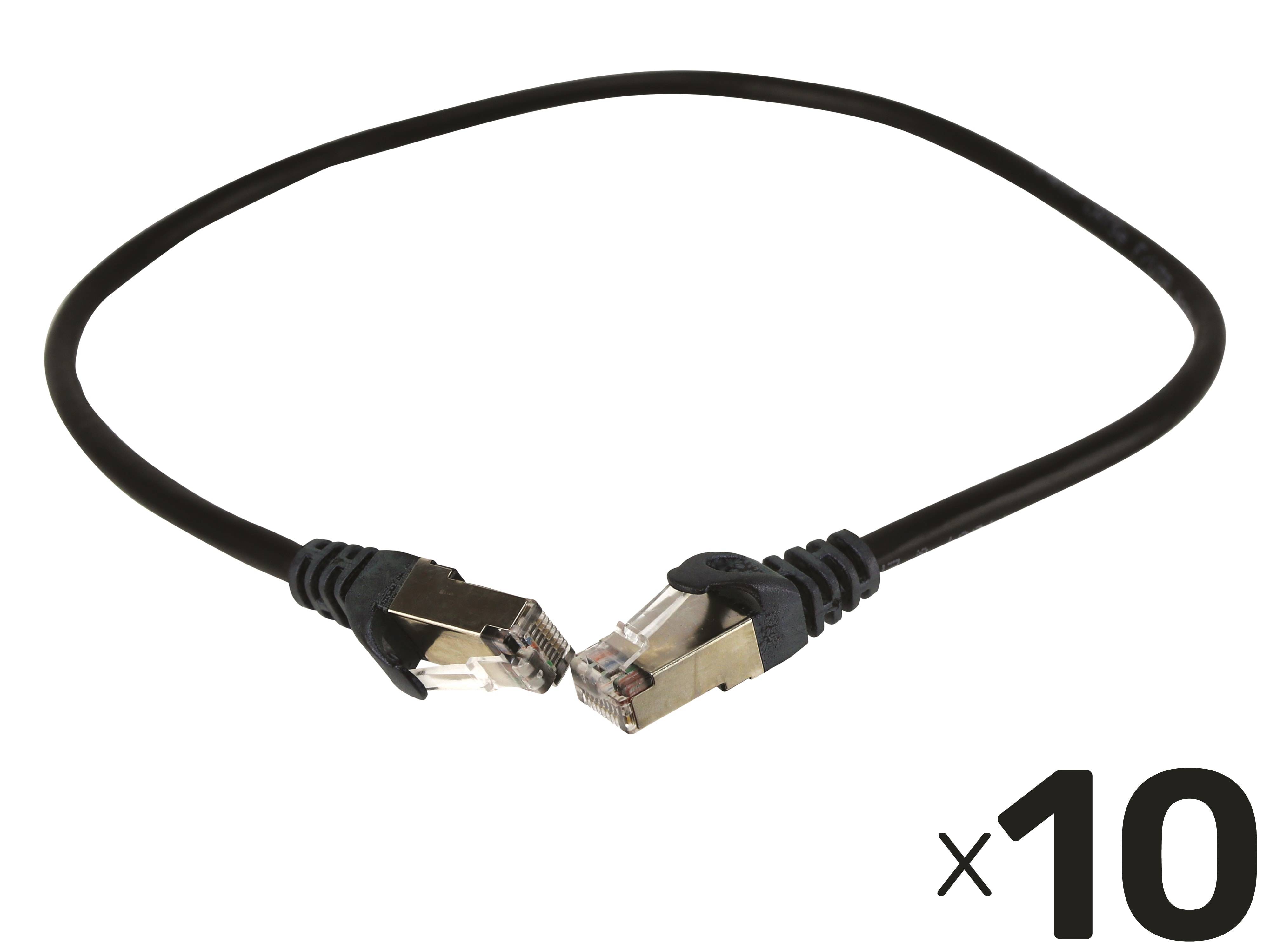 EQUIP CAT.5e Patchkabel, 0,5m, schwarz, 8P8C, F/UTP, crossover, 10er Pack