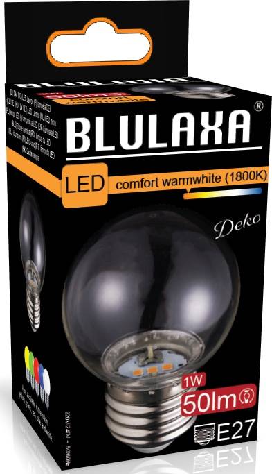 BLULAXA LED-Lampe, G45, E27, 0,8 W, 50 lm, 1800 K, IP44, amber