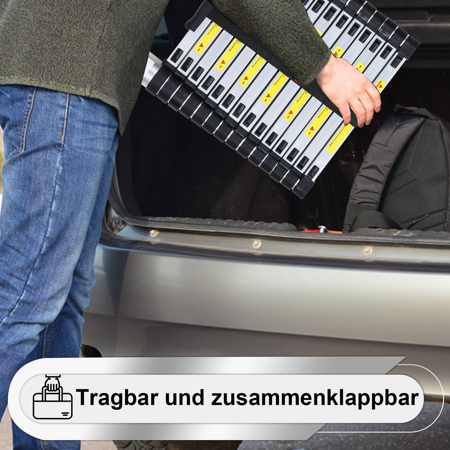3,2m Silber Teleskopleiter Aluleiter Stehleiter Anlegeleiter Mehrzweckleiter Klappleiter