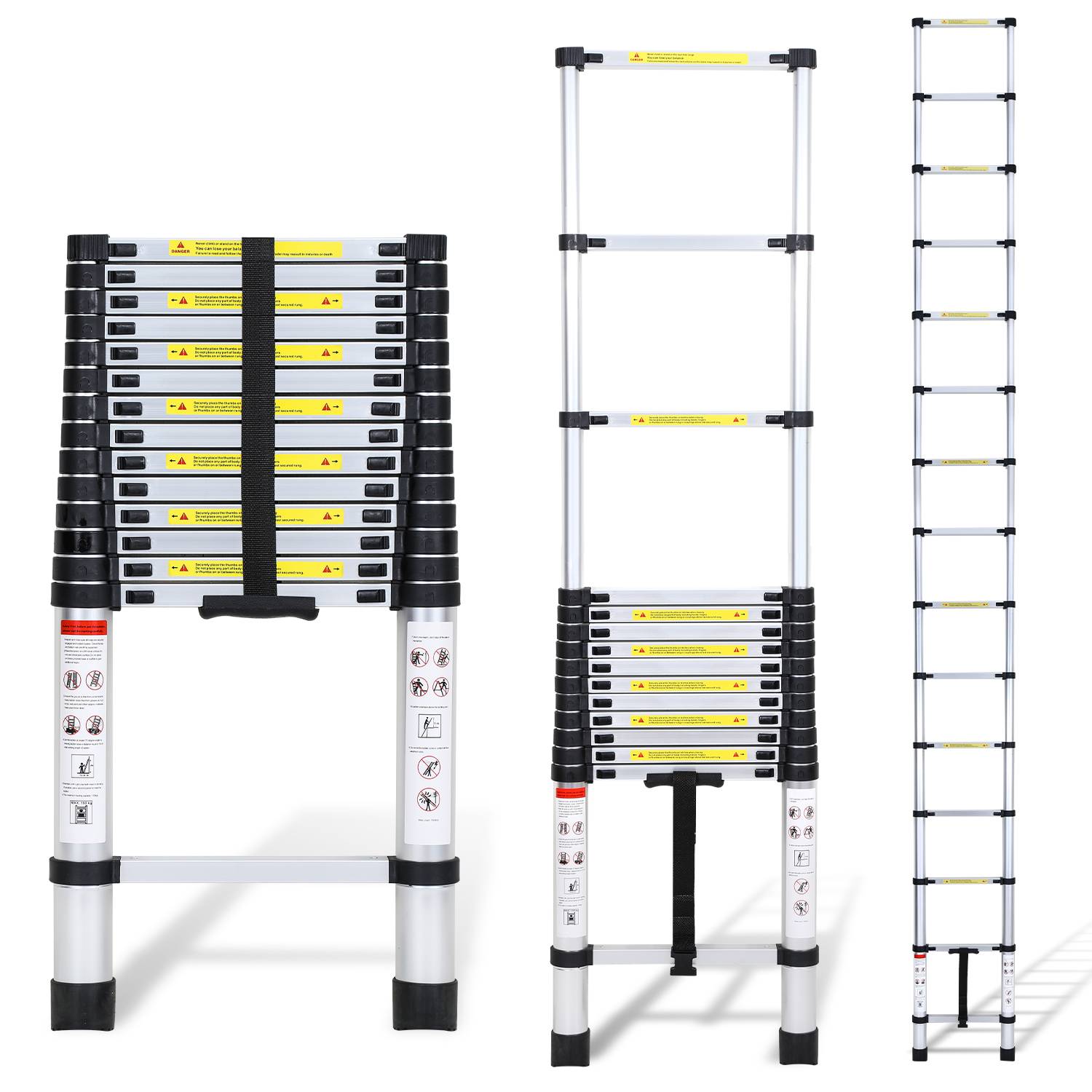 4,4m Silber Teleskopleiter Aluleiter Stehleiter Anlegeleiter Mehrzweckleiter Klappleiter