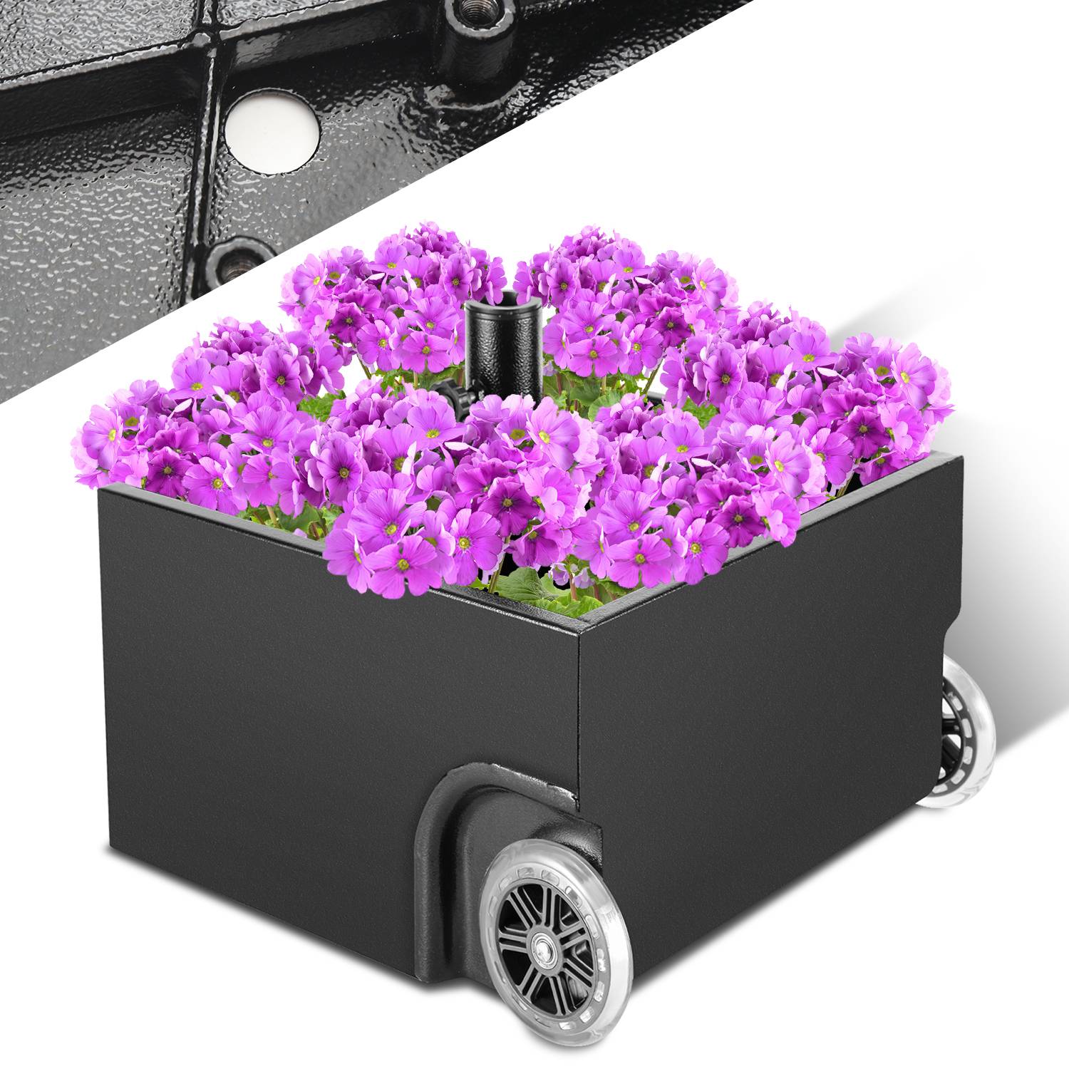 Sonnenschirmständer mit 2 Rollen Schirmgewicht Metall 44.5x44.5x27cm für Garten Terrasse bis 150lbs