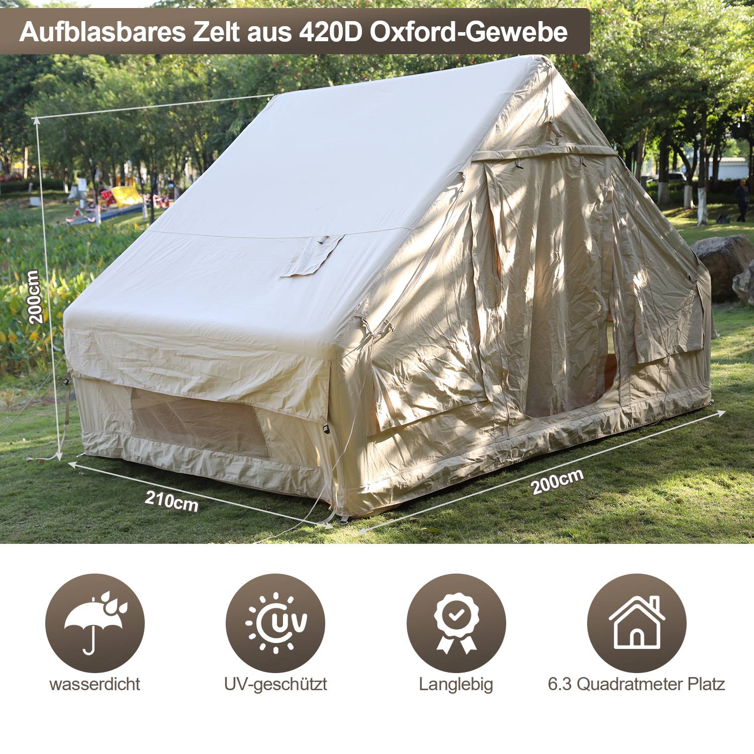 aufblasbares zelt Outdoor-Zelt, aufblasbares Campingzelt, Villa-Camp-Zelt, geeignet für regensicheres Reisen für viele Menschen, mit Baldachin 300x2