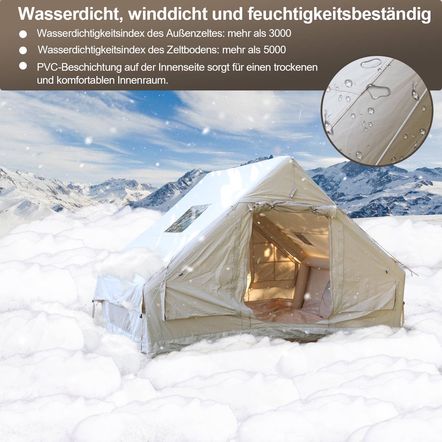 aufblasbares zelt Outdoor-Zelt, aufblasbares Campingzelt, Villa-Camp-Zelt, geeignet für regensicheres Reisen für viele Menschen, mit Baldachin 300x2