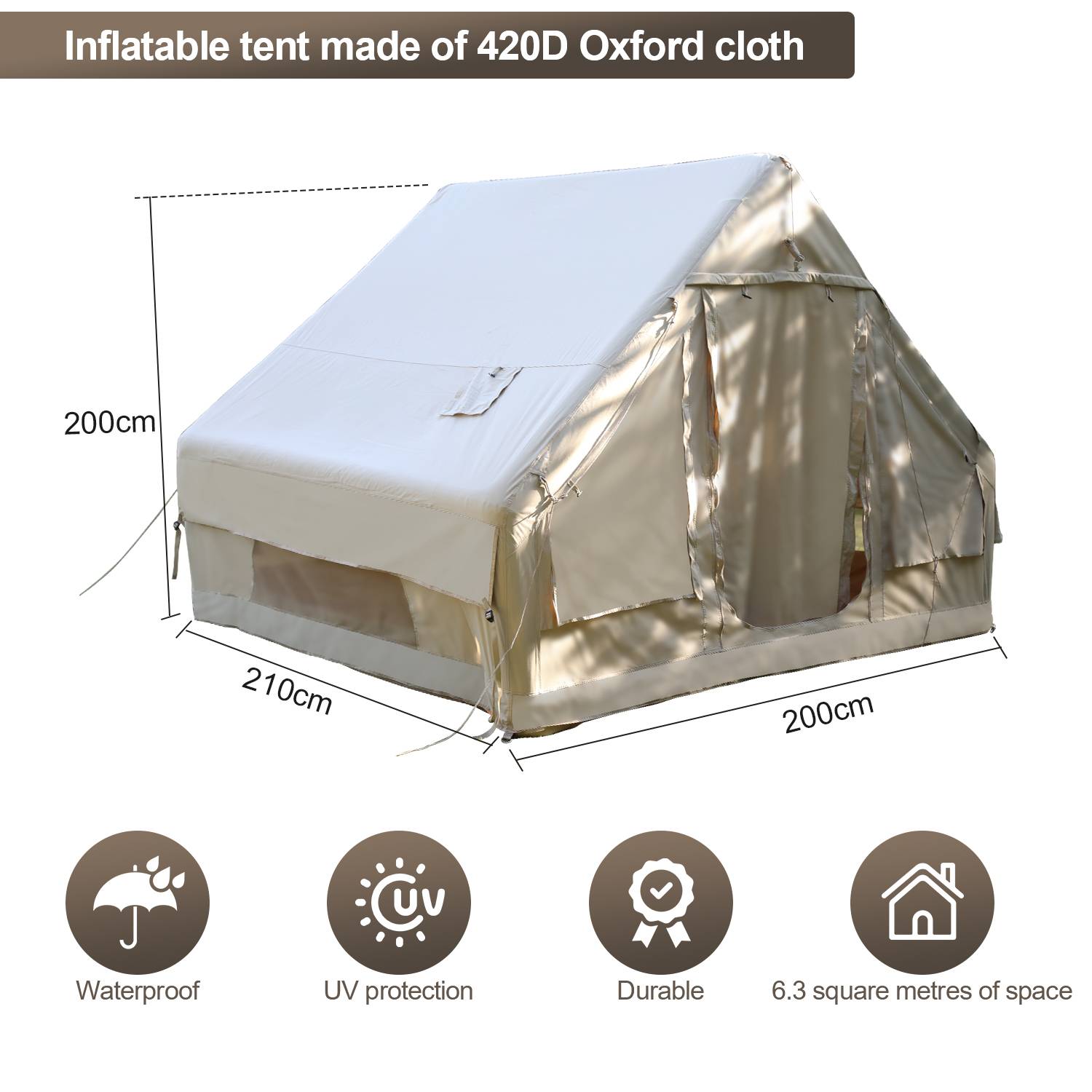 aufblasbares zelt Outdoor-Zelt, aufblasbares Campingzelt, Villa-Camp-Zelt, geeignet für regensicheres Reisen für viele Menschen, mit Baldachin 300x2