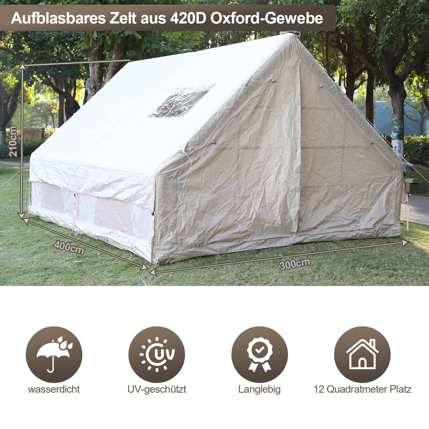 aufblasbares zelt Outdoor-Zelt, aufblasbares Campingzelt, Villa-Camp-Zelt, geeignet für regensicheres Reisen für viele Menschen, mit Baldachin 300x4