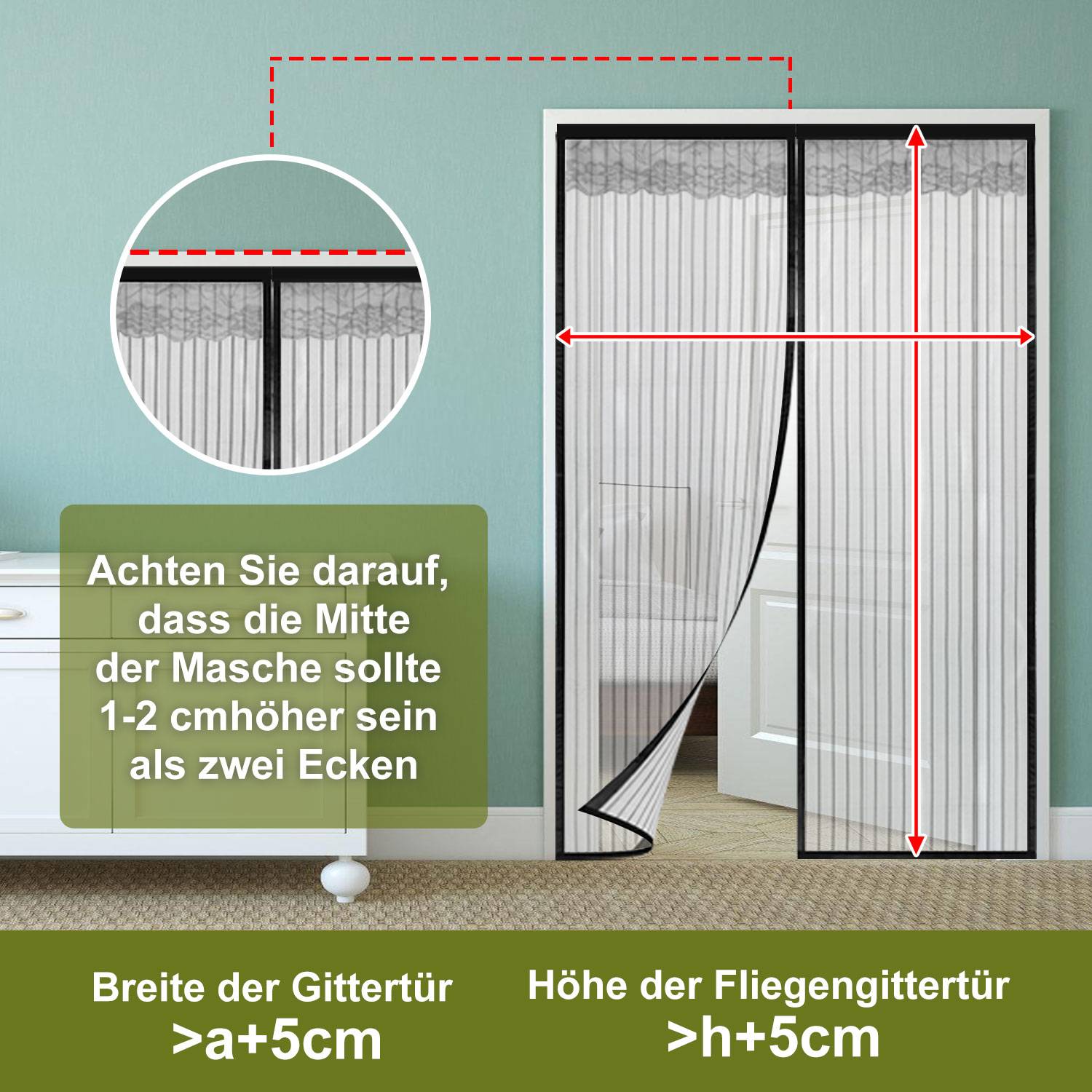 120 x 240 cm Magnet Fliegengitter Tür Vorhang für Holz, Eisen, Aluminium Türen und Balkon. Einfache Installation Schwarz