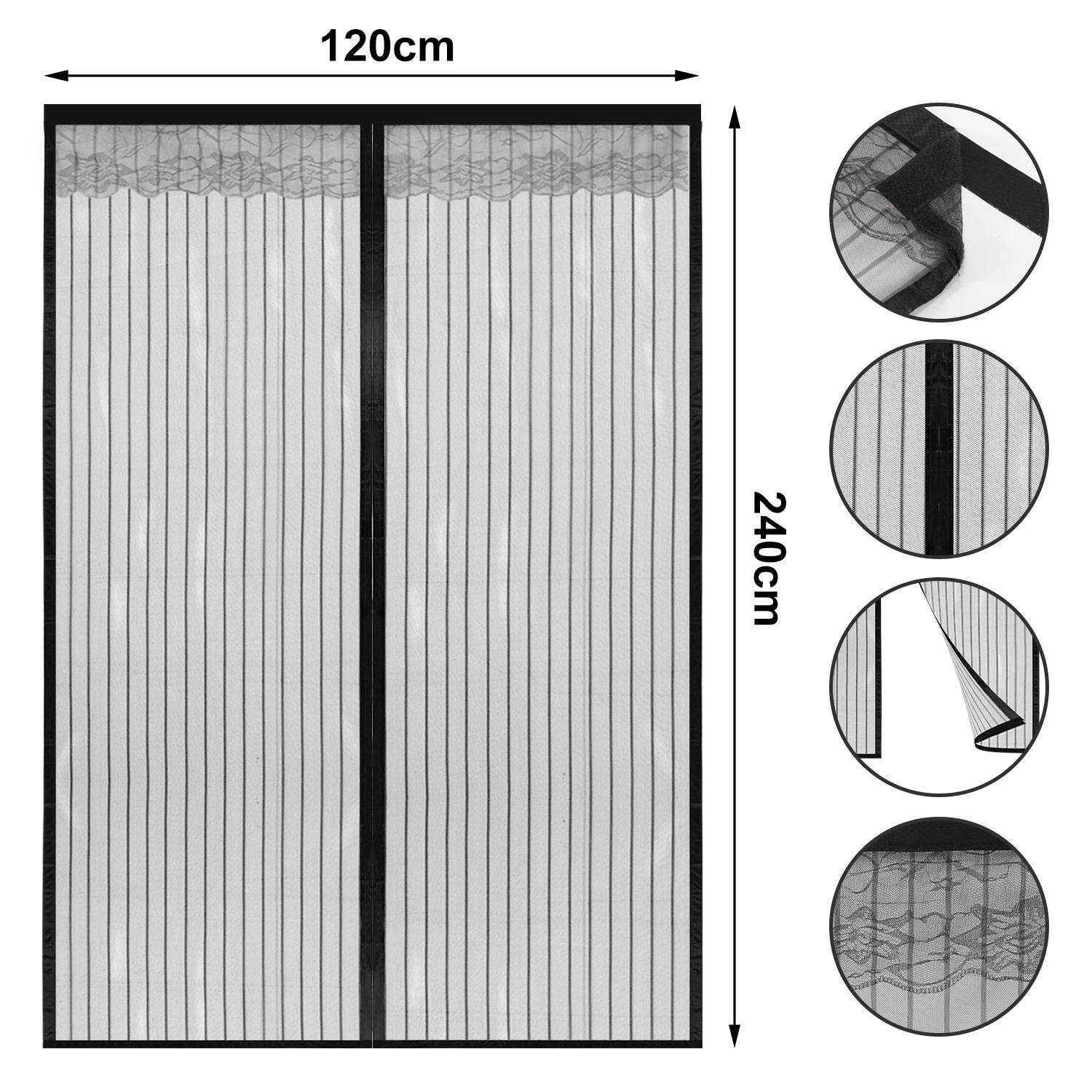 Magnet Fliegengitter Tür 120 x 240 cm Insektenschutz Balkontür Fliegenvorhang Mückenschutz Magnetvorhang Klebemontage Ohne Bohren