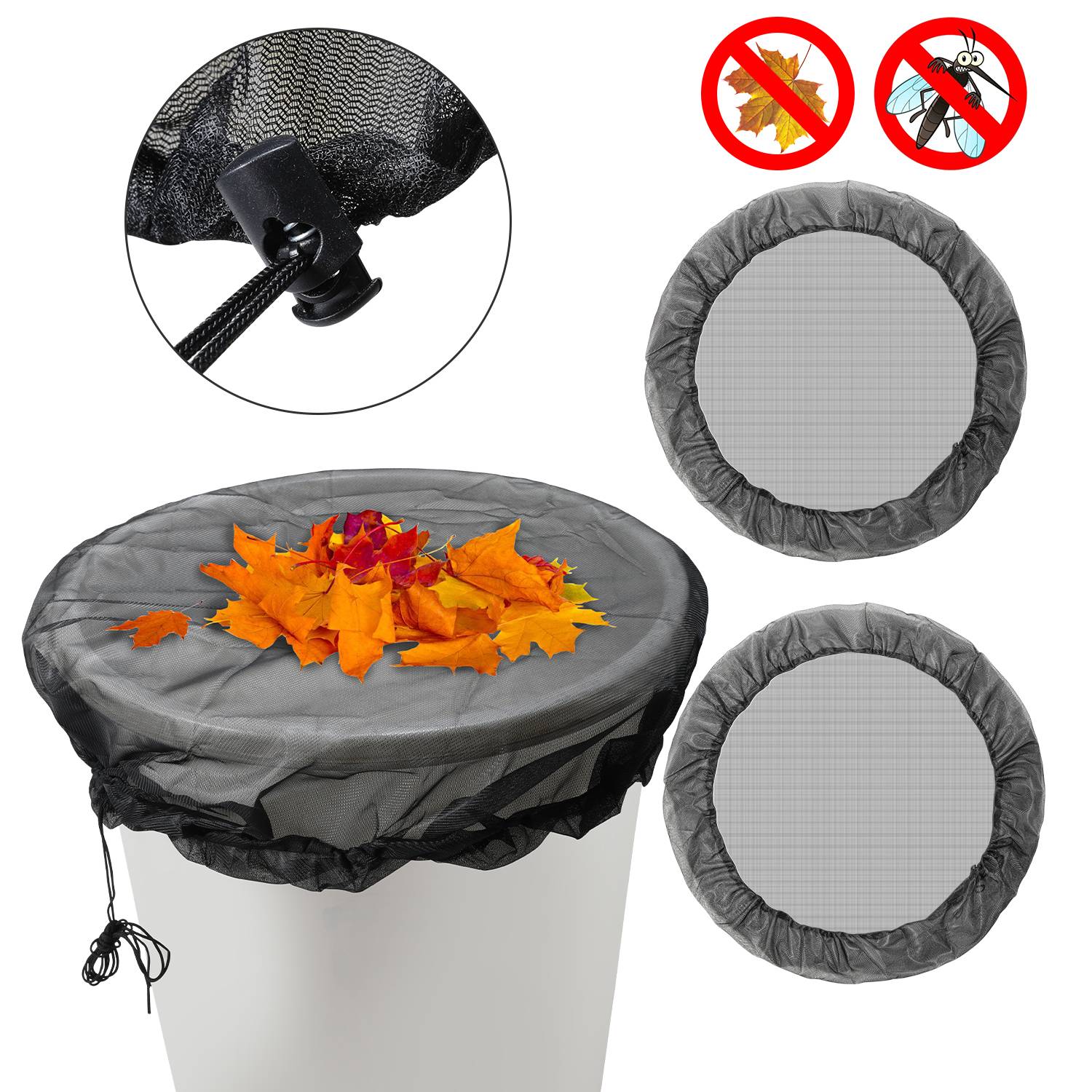 Regentonnen Netz 2 Stück Polyester Abdeckung für Regentonne mit Zugkordel 95 cm für Eimer im Garten Verstellbares