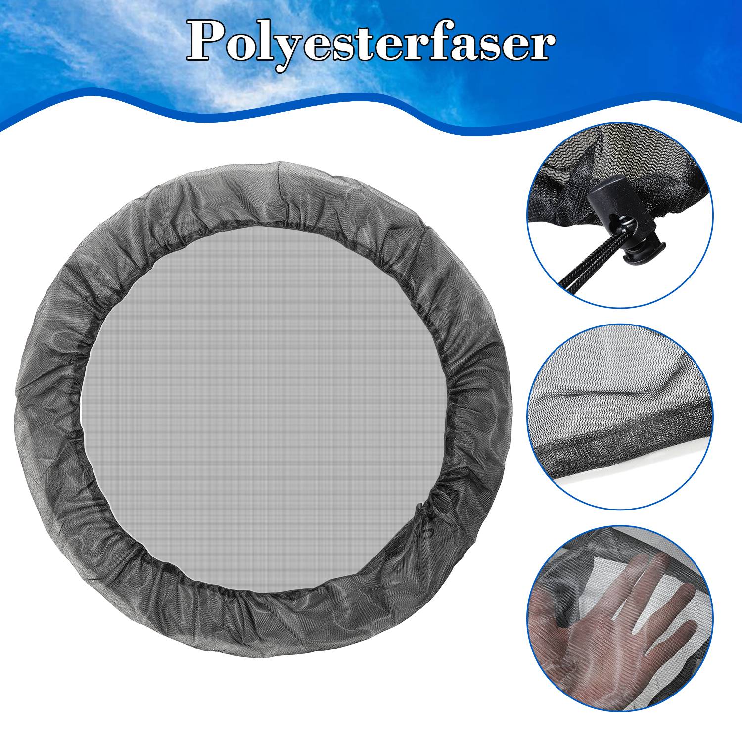 Regentonnen Netz 4 Stück Polyester Abdeckung für Regentonne mit Zugkordel 95 cm für Eimer im Garten Verstellbares