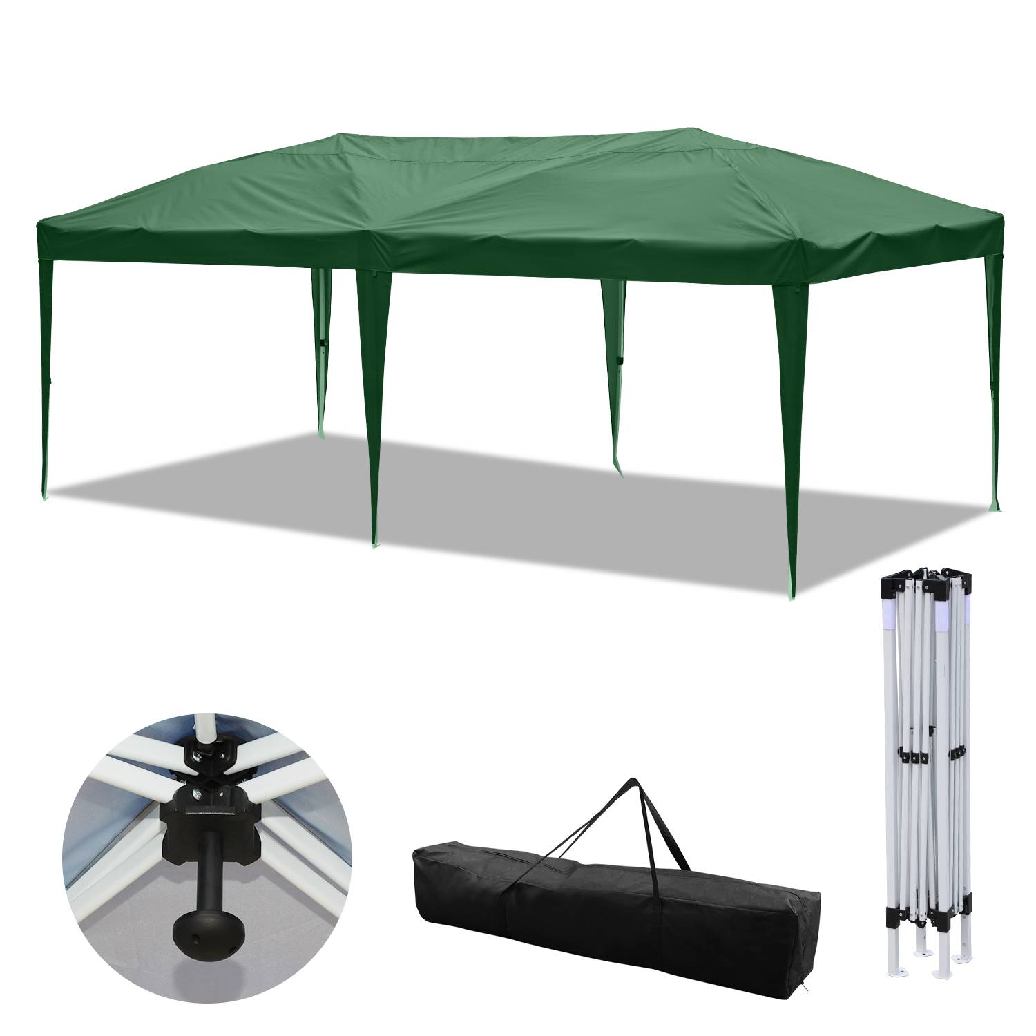 Pavillon 3 x 6m Pop Up Faltpavillon Faltbar Gartenzelt, UV-Schutz 50+ Pavillons Partyzelte Festzelt für Camping / Garten / Hochzeit / Strand, ohn