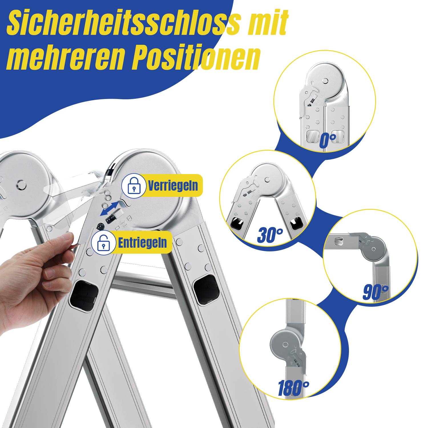 Mehrzweckleiter Multifunktionsleiter Klappleiter 4x4 582cm Teleskopleiter A-Rahmenleiter Anlegeleiter Stehleiter Haushaltsleiter Aluleiter