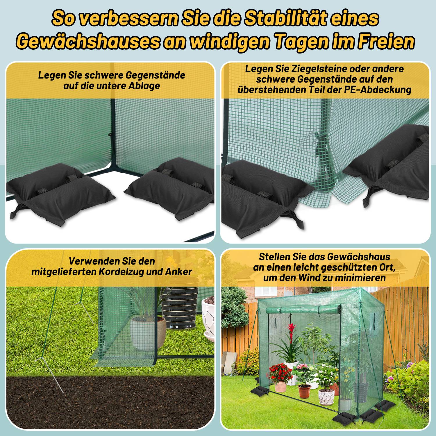 Foliengewächshaus Gewächshaus 140 g/m2, PE halbtransparente Tomatengewächshaus, Plane wasserdicht wetterfest, grün, 200x80x150/169cm