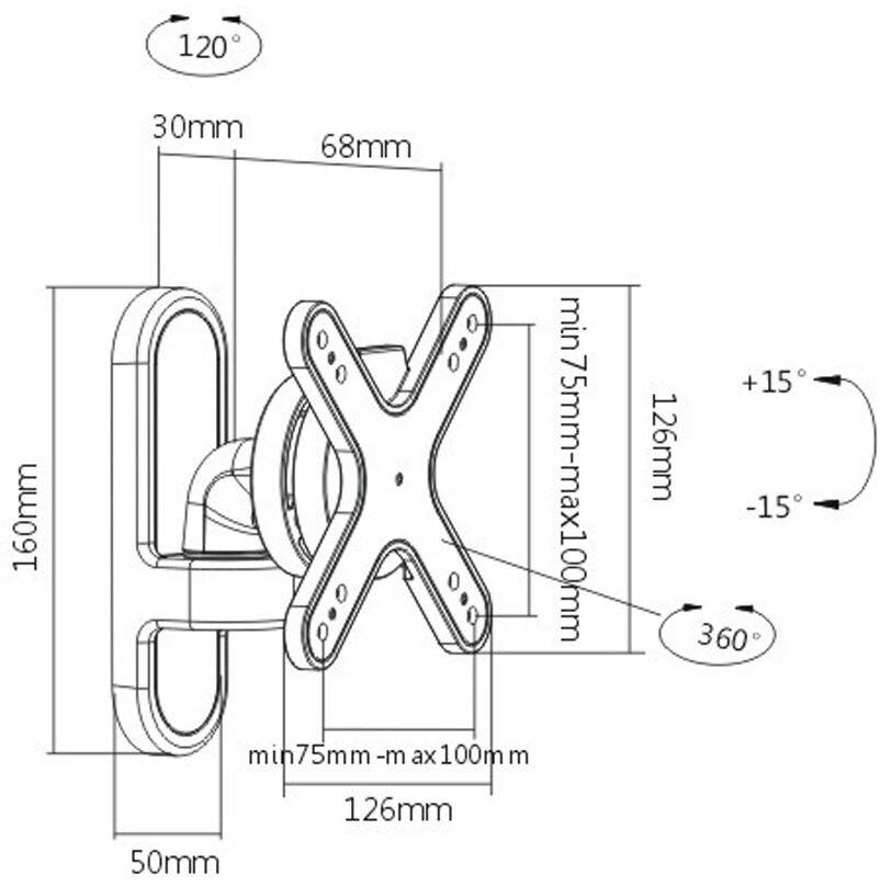 Jetrics VM-UWM10 Monitor Wandhalterung, Universal Wandhalterung für LCD Monitore, bis max. 27", VESA Tragfähigkeit max.