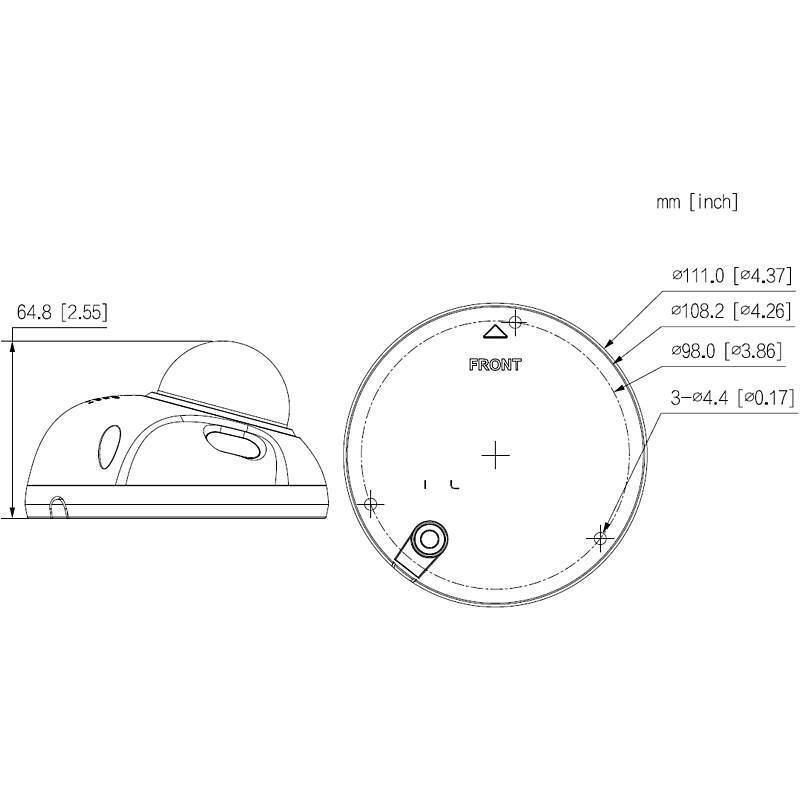 Dahua IPC-HDBW3441FP-AS-0280B-S2 Black IP-Kamera, 4 MegapixelDome Kamera | Blickwinkel:102° (Objektiv-Brennweite 2,8 mm