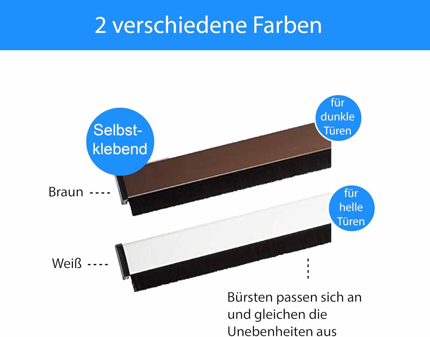 Automatik Türbodendichtung Bürstendichtung Dichtungsbürste Türbürste Türdichtung Weiß