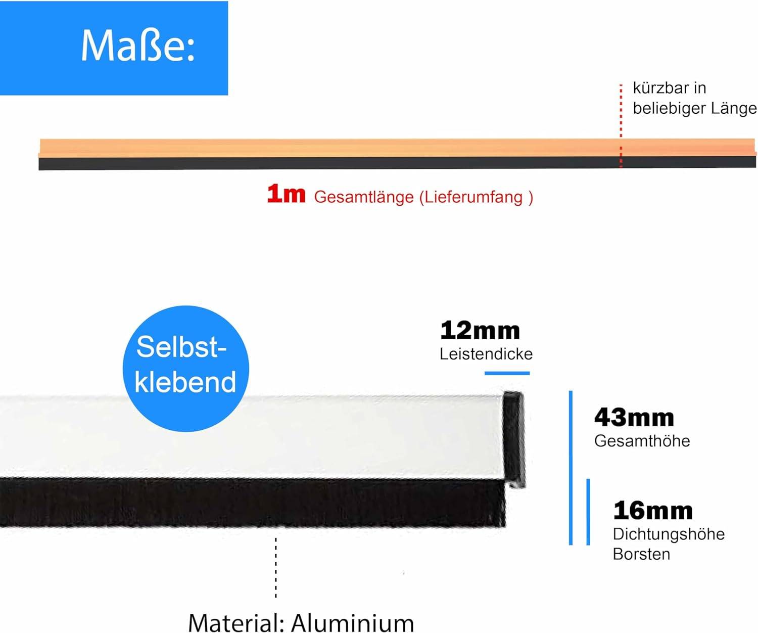Automatik Türbodendichtung Bürstendichtung Dichtungsbürste Türbürste Türdichtung Braun